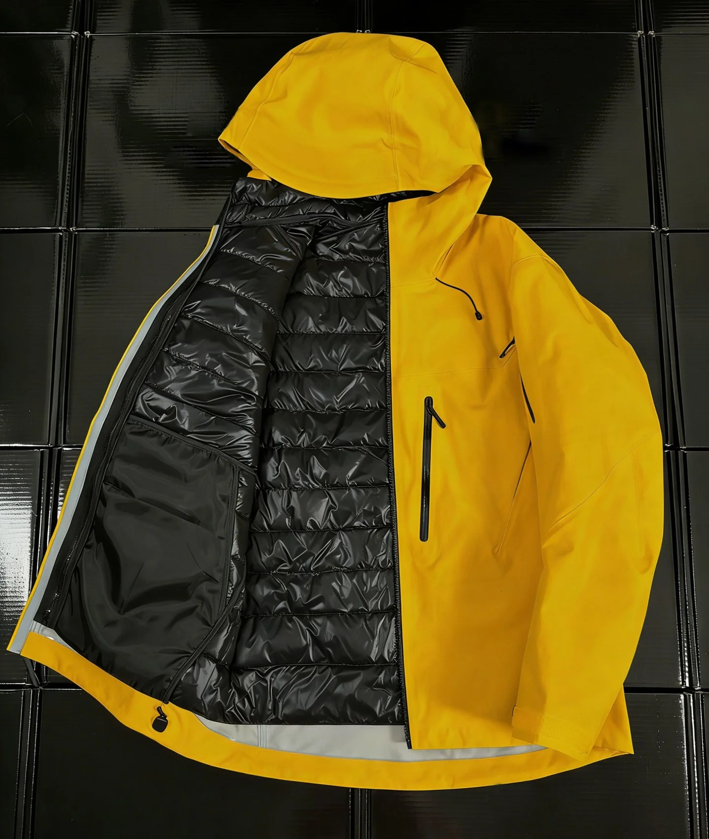 Orange AR AP7 SV With Diy Logo Recco Puffer Jacket 3-in-1 Three Ways to Wear Removable Down Coat GORE-TEX Triple-proof Technology Windproof Waterproof Outdoor Outwear
