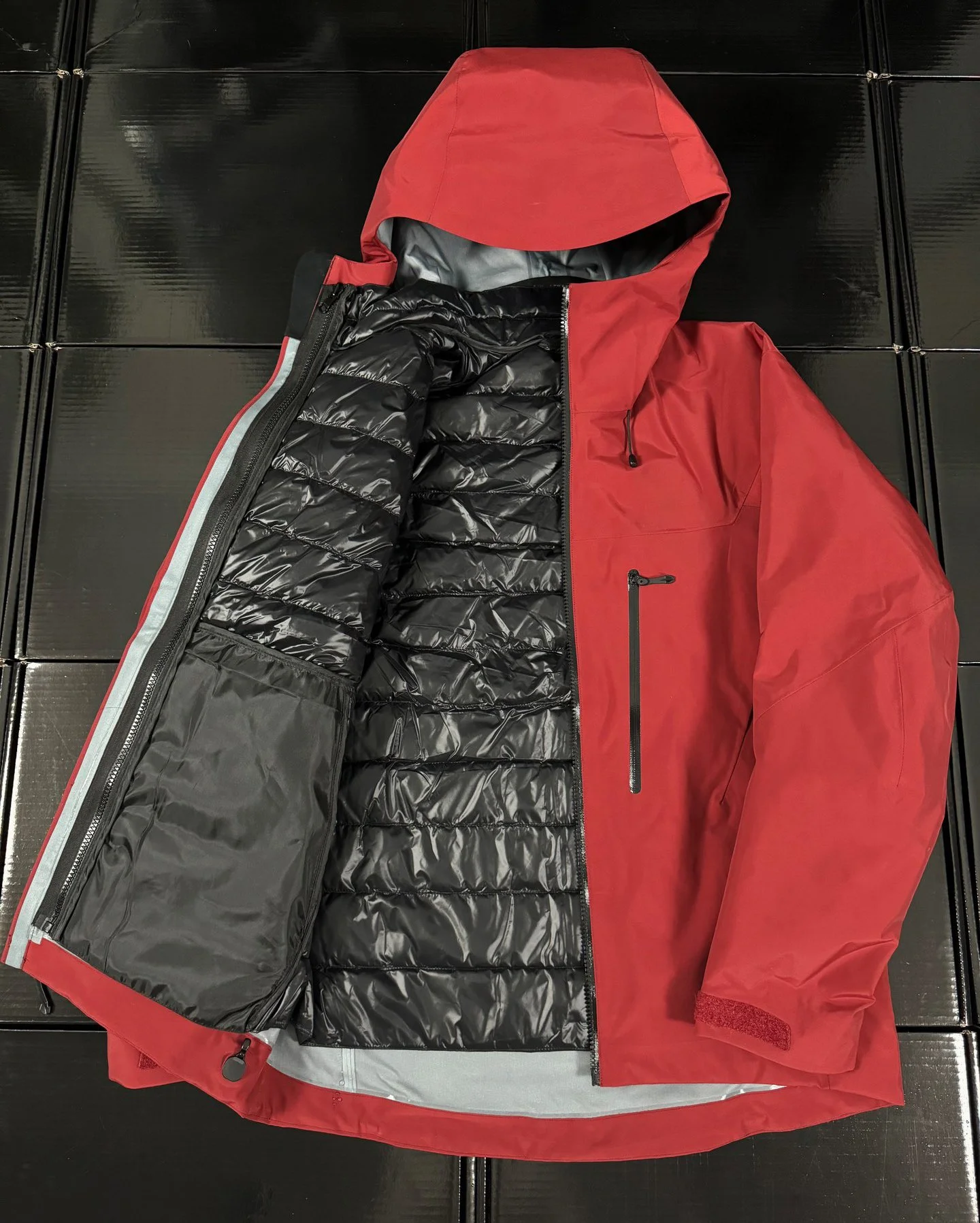 Bordeaux AR With Diy Logo AP7 SV Recco 3-in-1 Puffer Jacket Three Ways to Wear Removable Down Coat GORE-TEX Triple-proof Technology Outdoor Outwear Windproof Waterproof