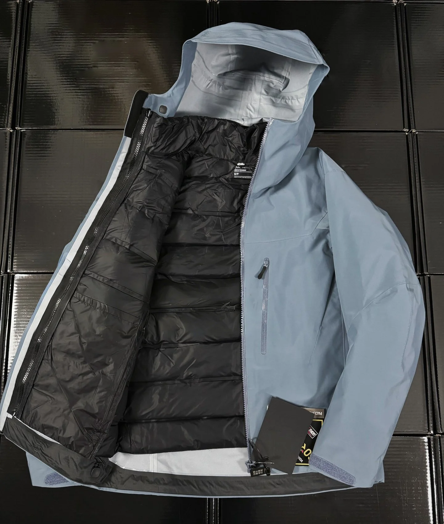 Blue With Diy Logo AR AP SV6 Recco Puffer Jacket 3-in-1 Three Ways to Wear Removable Down Coat GORE-TEX Triple-proof Technology Outdoor Outwear Windproof Waterproof