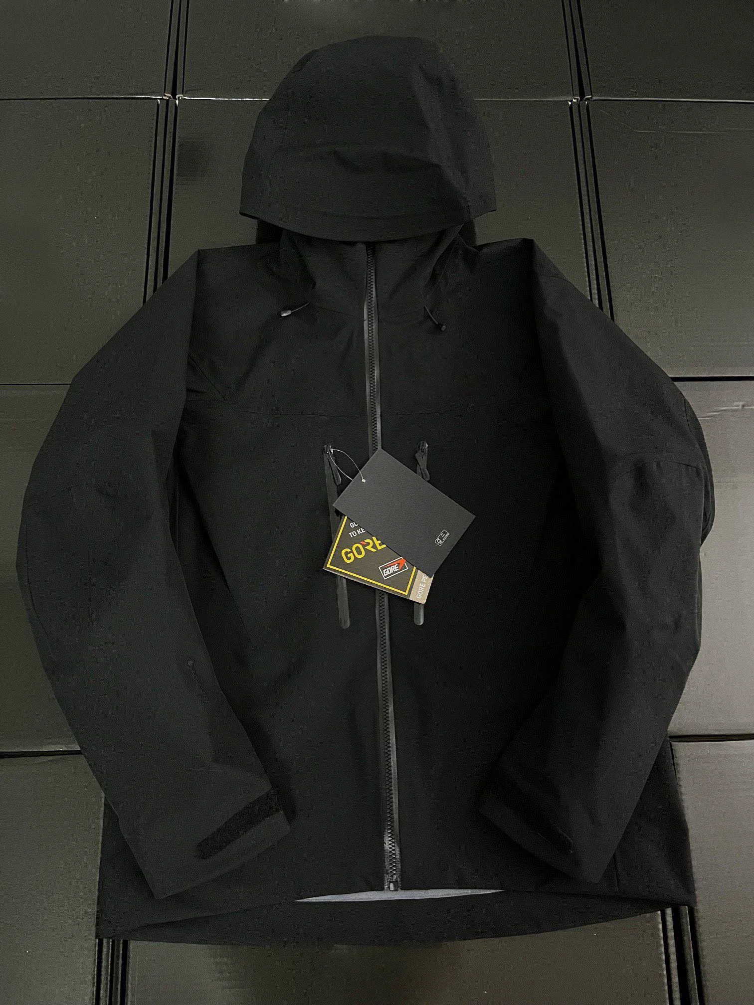 Black AR7 AP SV With Diy Logo 3-in-1 Puffer Jacket Three Ways to Wear Removable Down Coat Recco GORE-TEX Triple-proof Technology Windproof Waterproof Outdoor Outwear