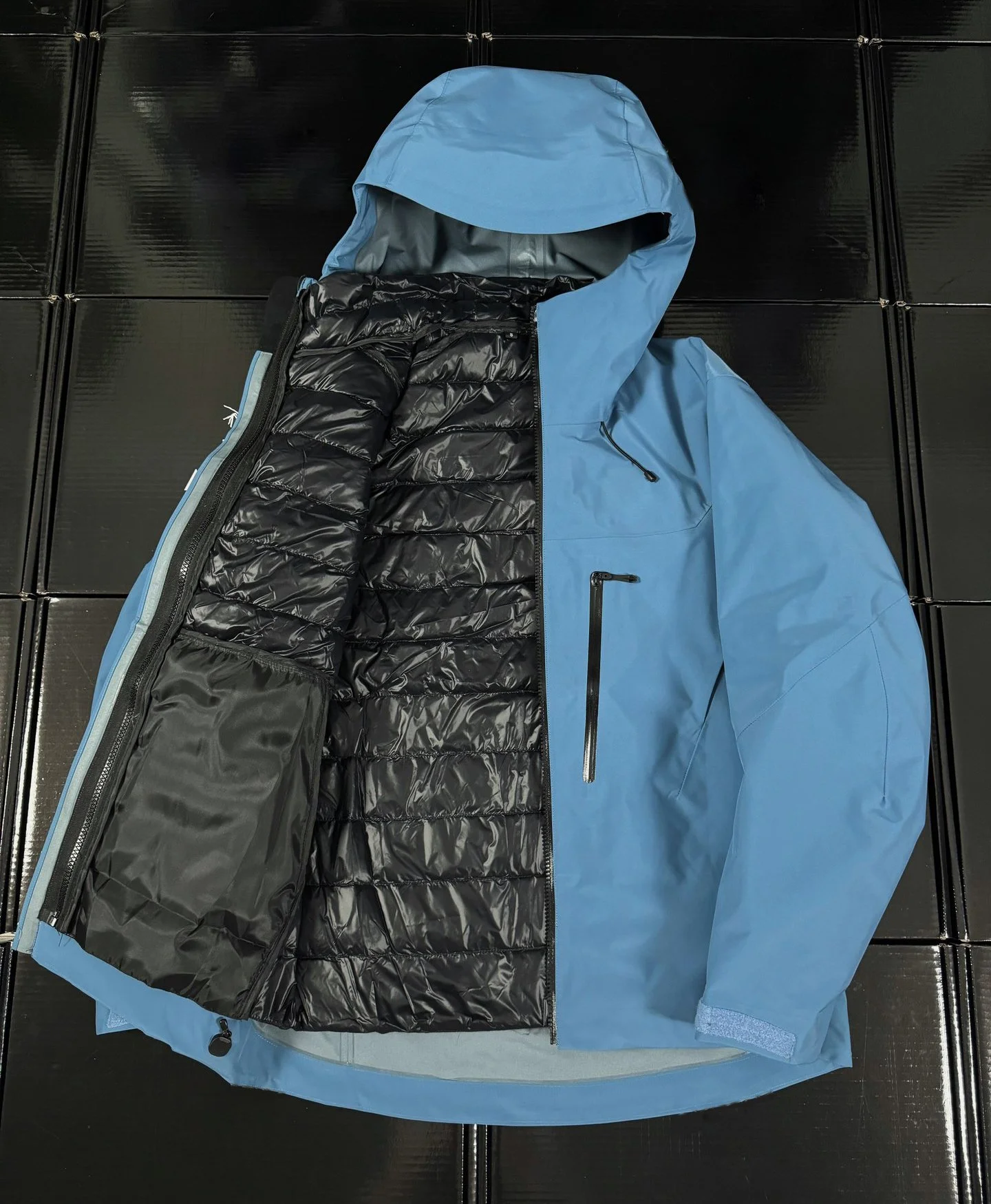 Blue With Diy Logo AR7 AP SV Recco Puffer Jacket 3-in-1 Removable Down Coat Three Ways to Wear GORE-TEX Triple-proof Technology Windproof Waterproof Outdoor Outwear