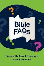 Cover page of a Bible FAQs book with the title and question marks in various colors and sizes.