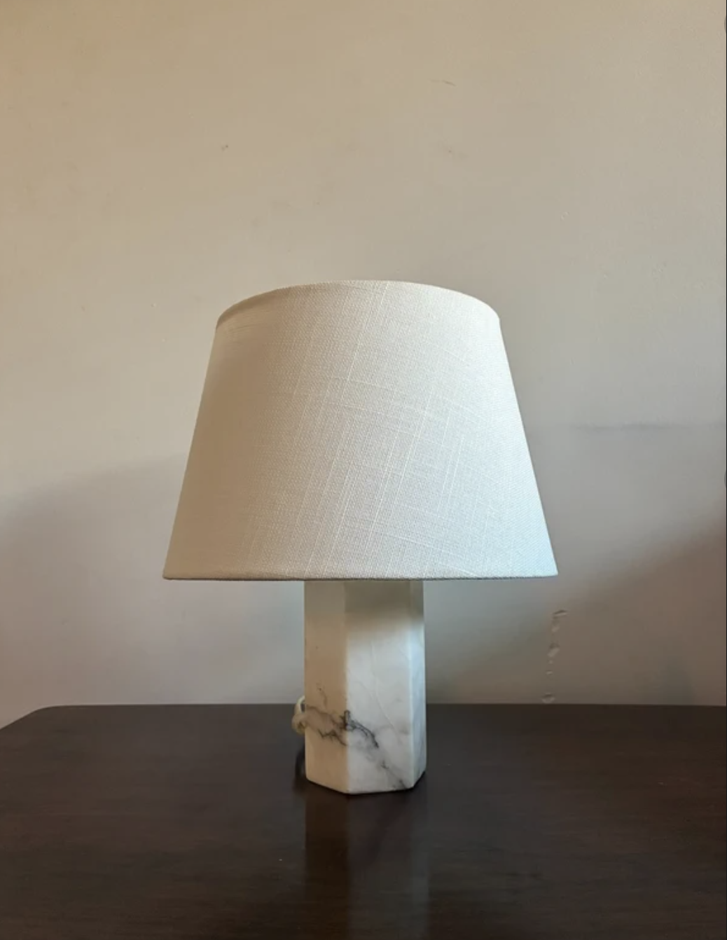 Marmeren Tafellamp met Katoenen Kap