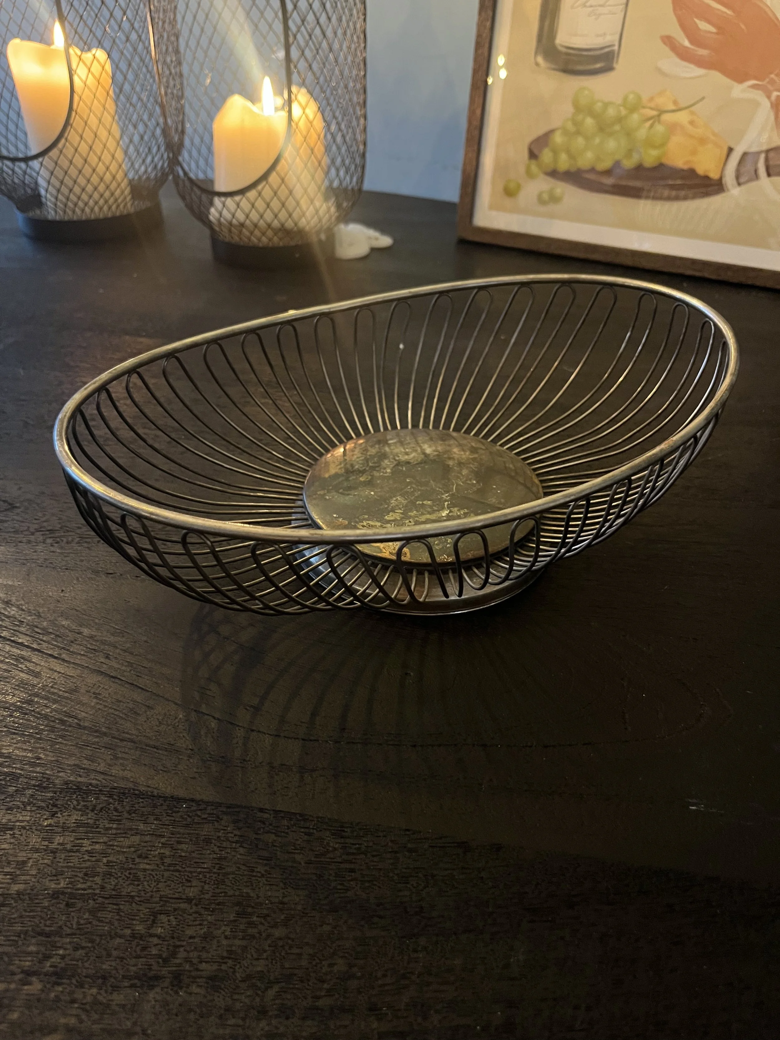 Ovale metalen fruitschaal – vintage look