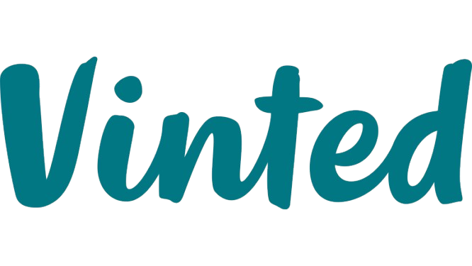Het woord 'Vinted' in een blauwe, cursieve letterstijl.