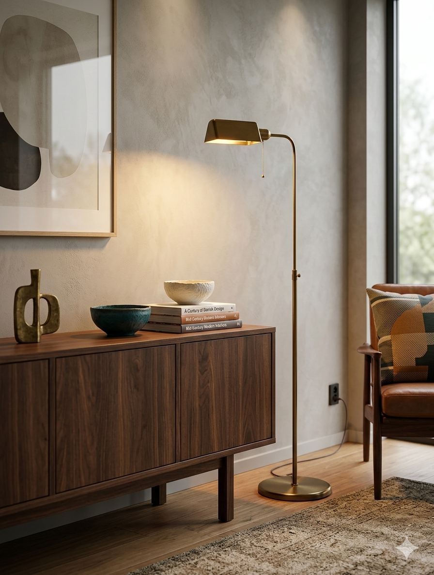 Vintage Vloerlamp Messing - Massive