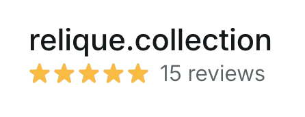 Een logo met de tekst 'Relique collection' en een onderschrift met '15'.