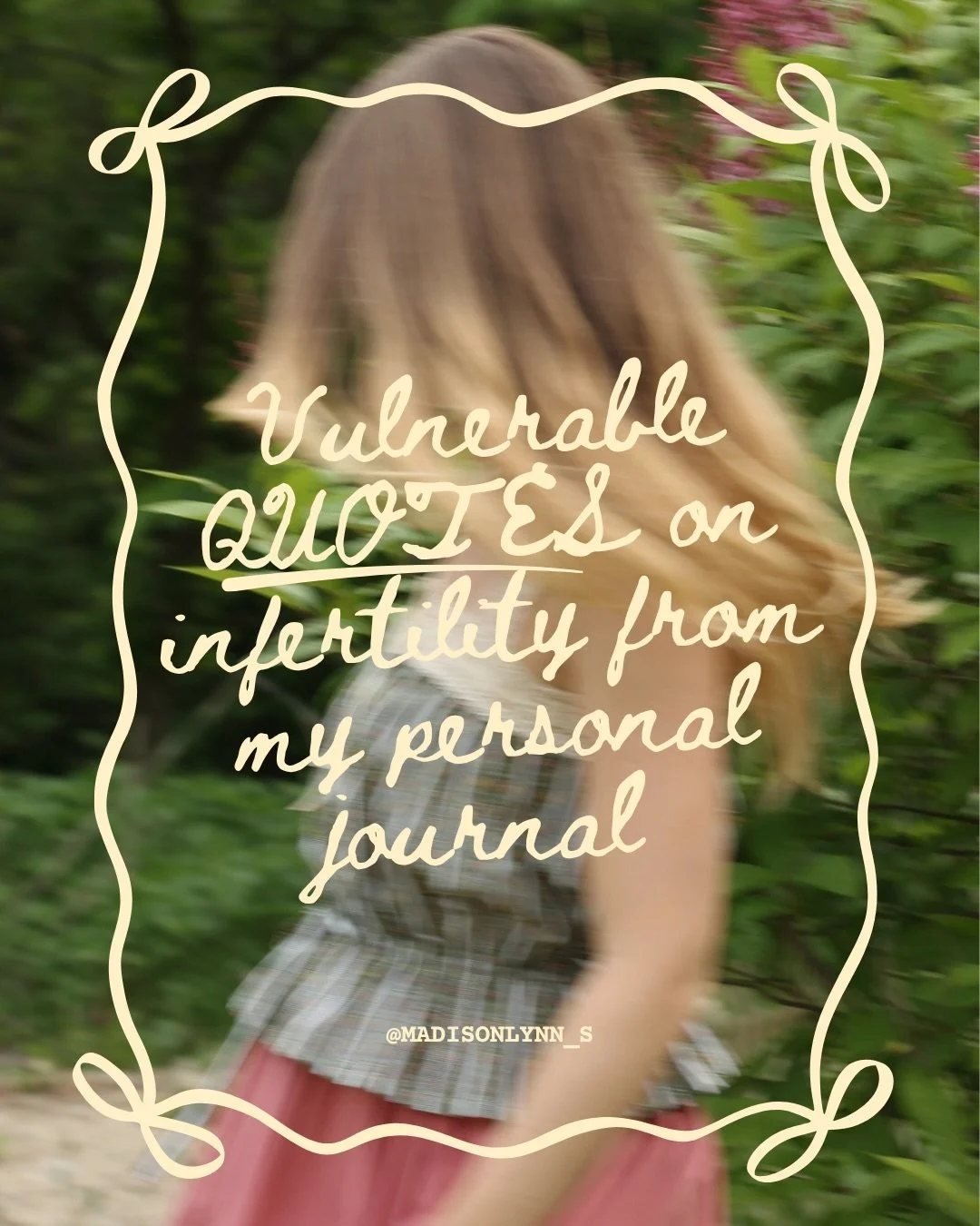 June is #infertilityawarenessmonth ❤️&zwj;🩹

I could write a whole caption with all my thoughts and emotions over the past almost 3 years of TTC but I think these very raw &amp; vulnerable quotes from my journal put into words all the emotions, ques