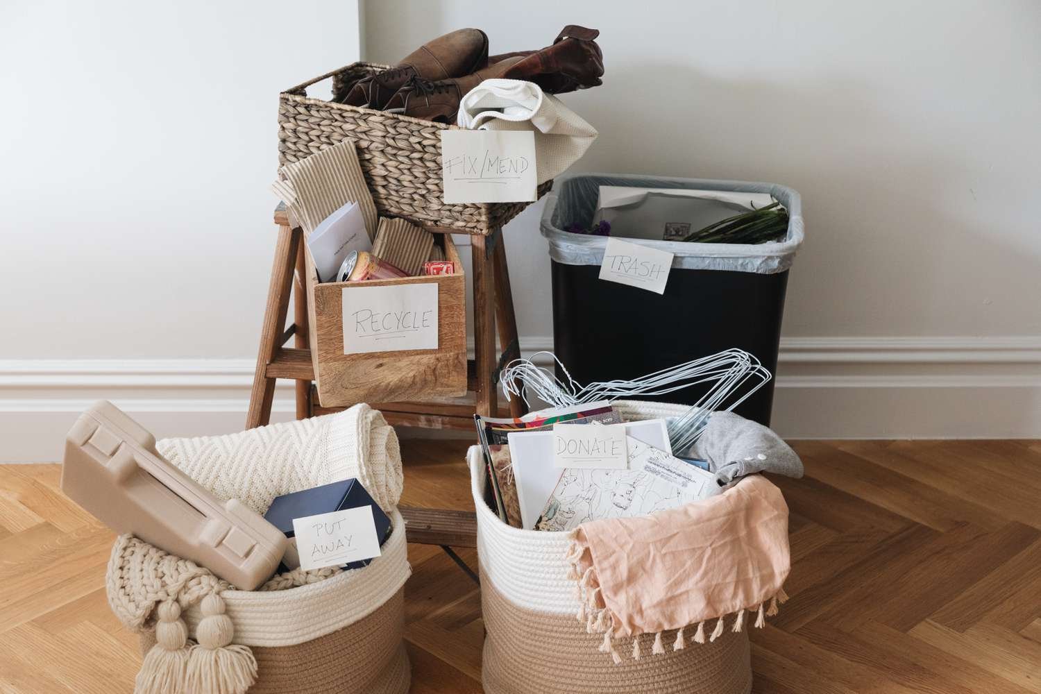 organizing bins for decluttering