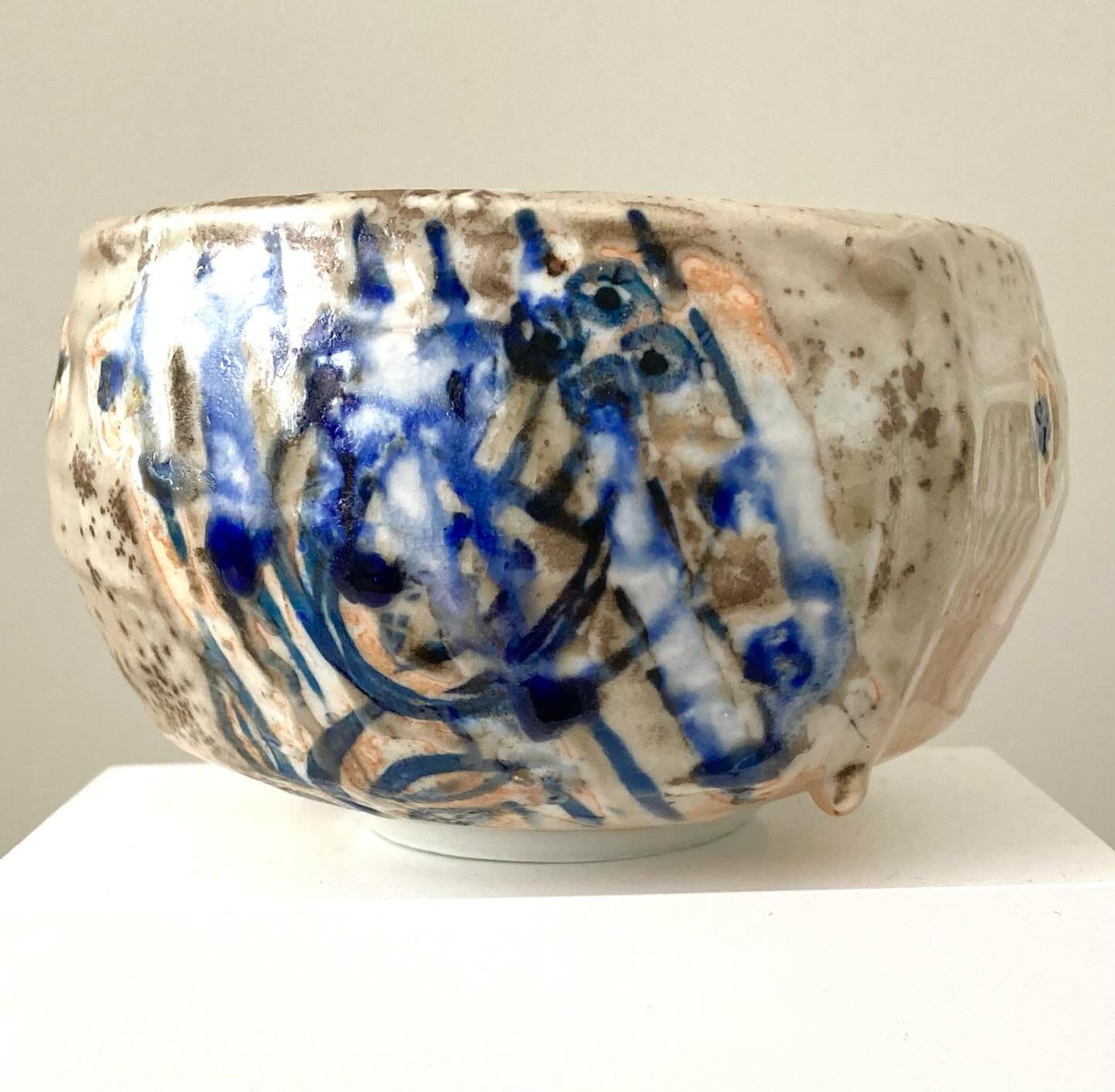 Tea bowl with stripes and flowers. 
English porcelain, gas, cone ten.