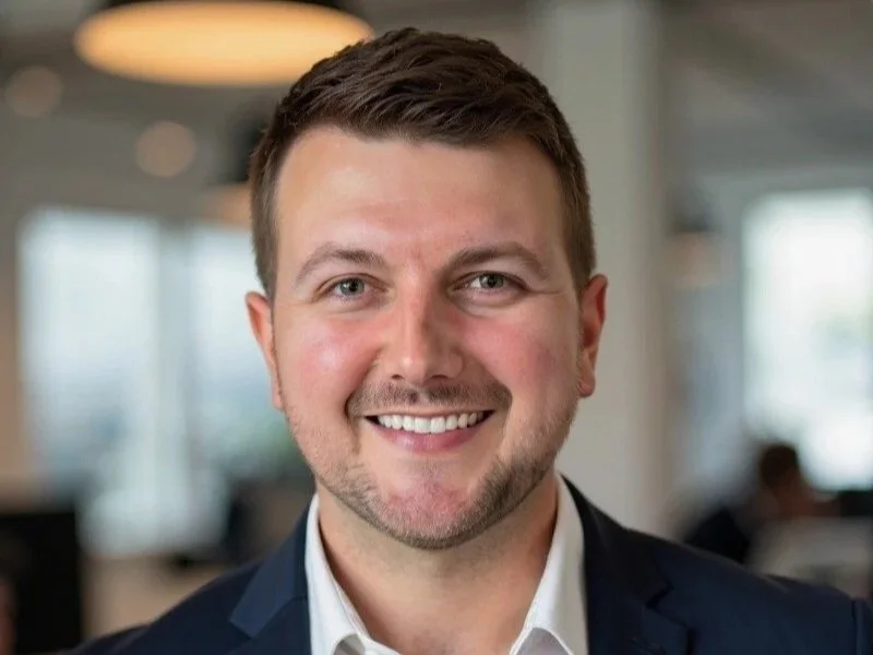 Smiling man in business attire in an office setting