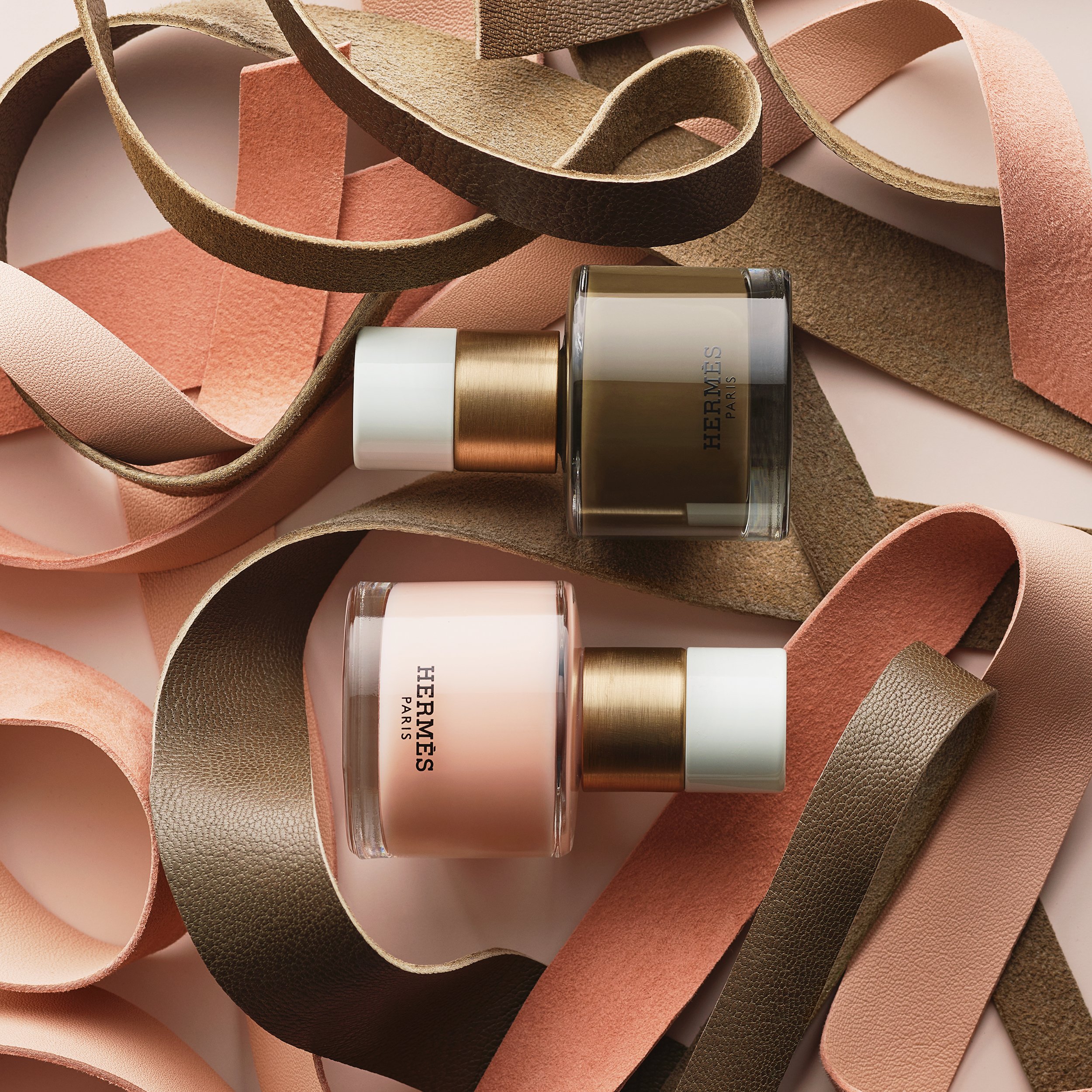 Hermés Vert Bronze Nail Laquer with monochromatic leather strips