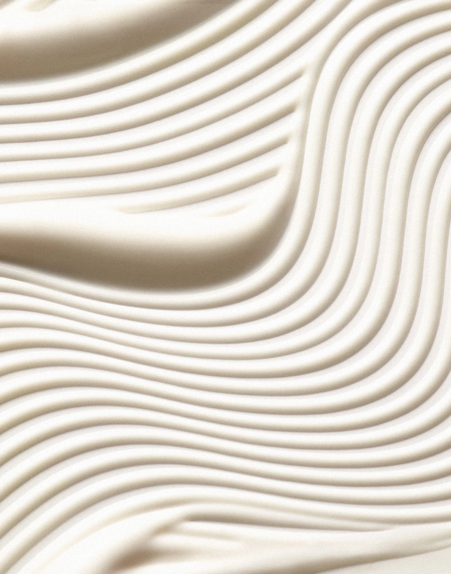 Light creamy sunscreen product texture is shown with stylized comb-like stokes