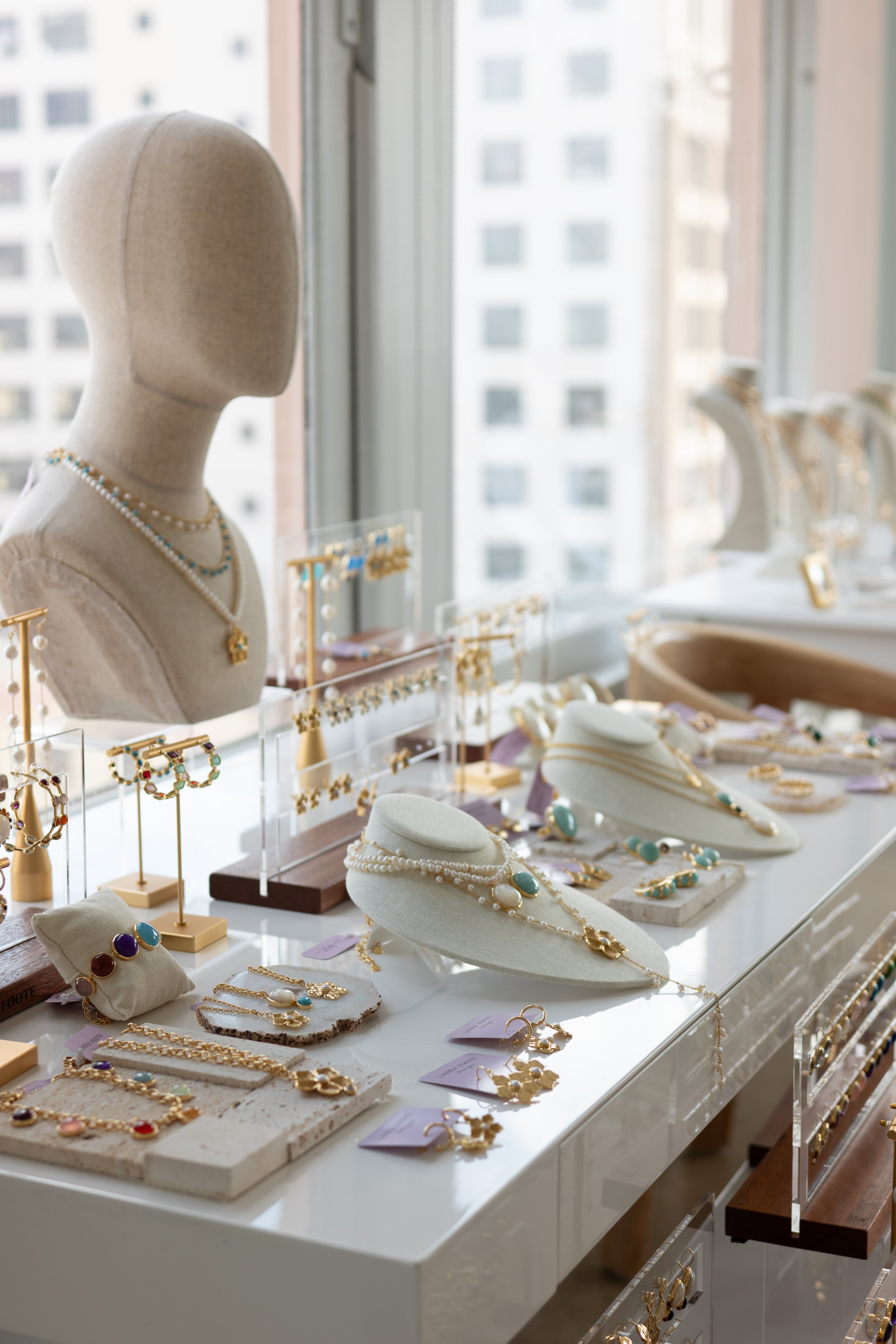 photo of jewelry on display at Golden Hour showroom