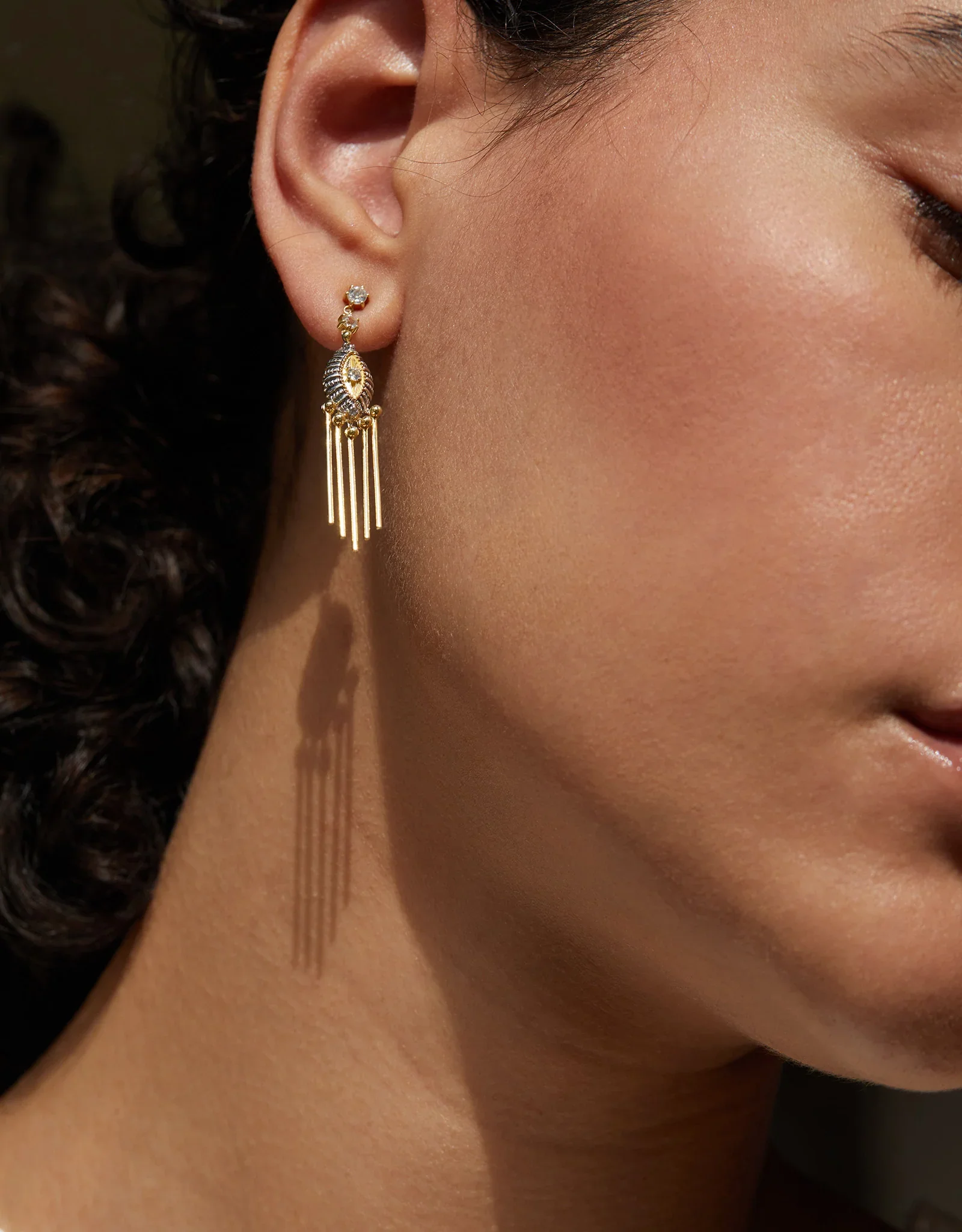 Dorothee Sausset drop earrings on model