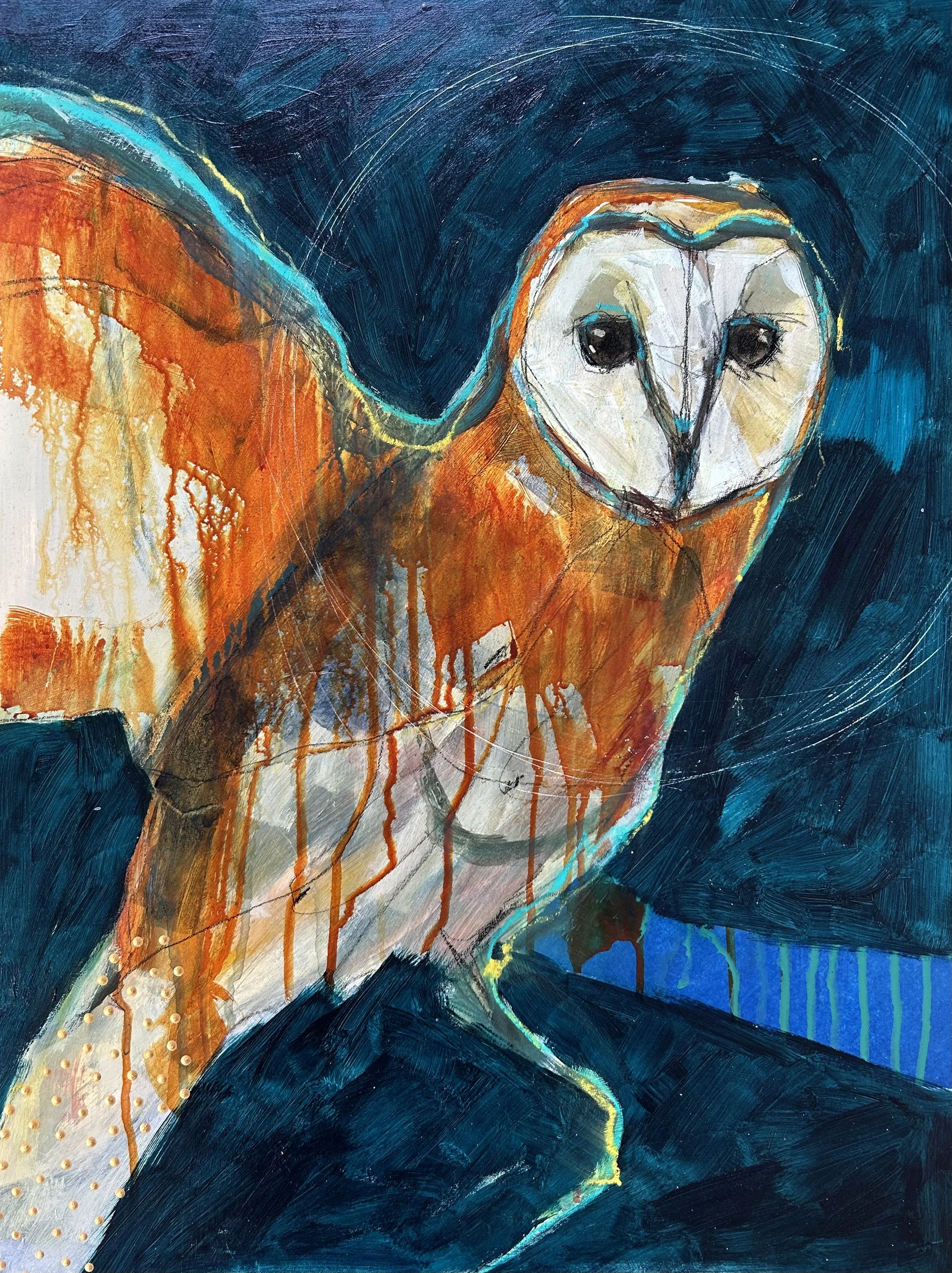 THROUGH THE NIGHT (sold)
18x24" / mixed media