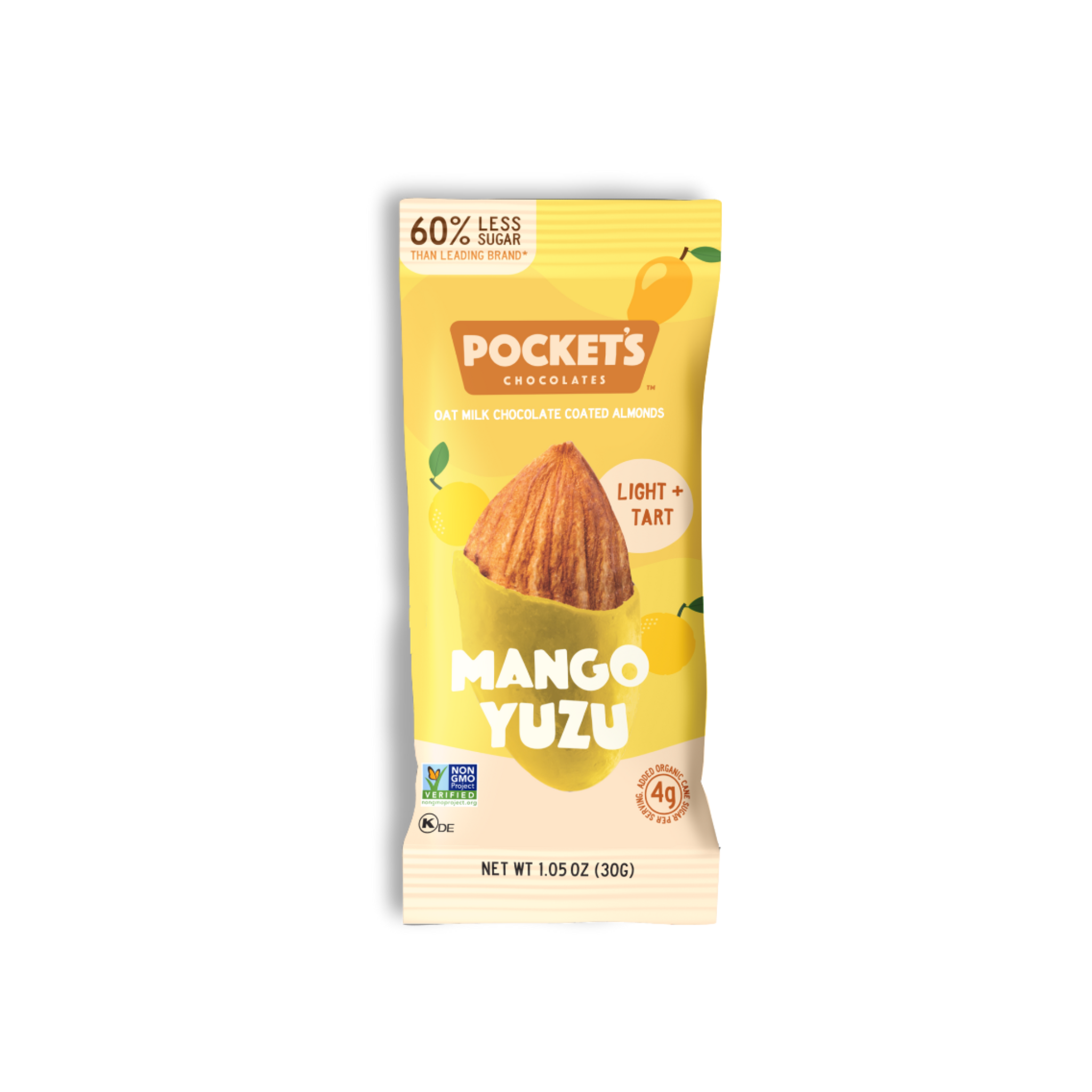 POCKET CHOCOLATES Mango Yuzu Almonds, Snack Size