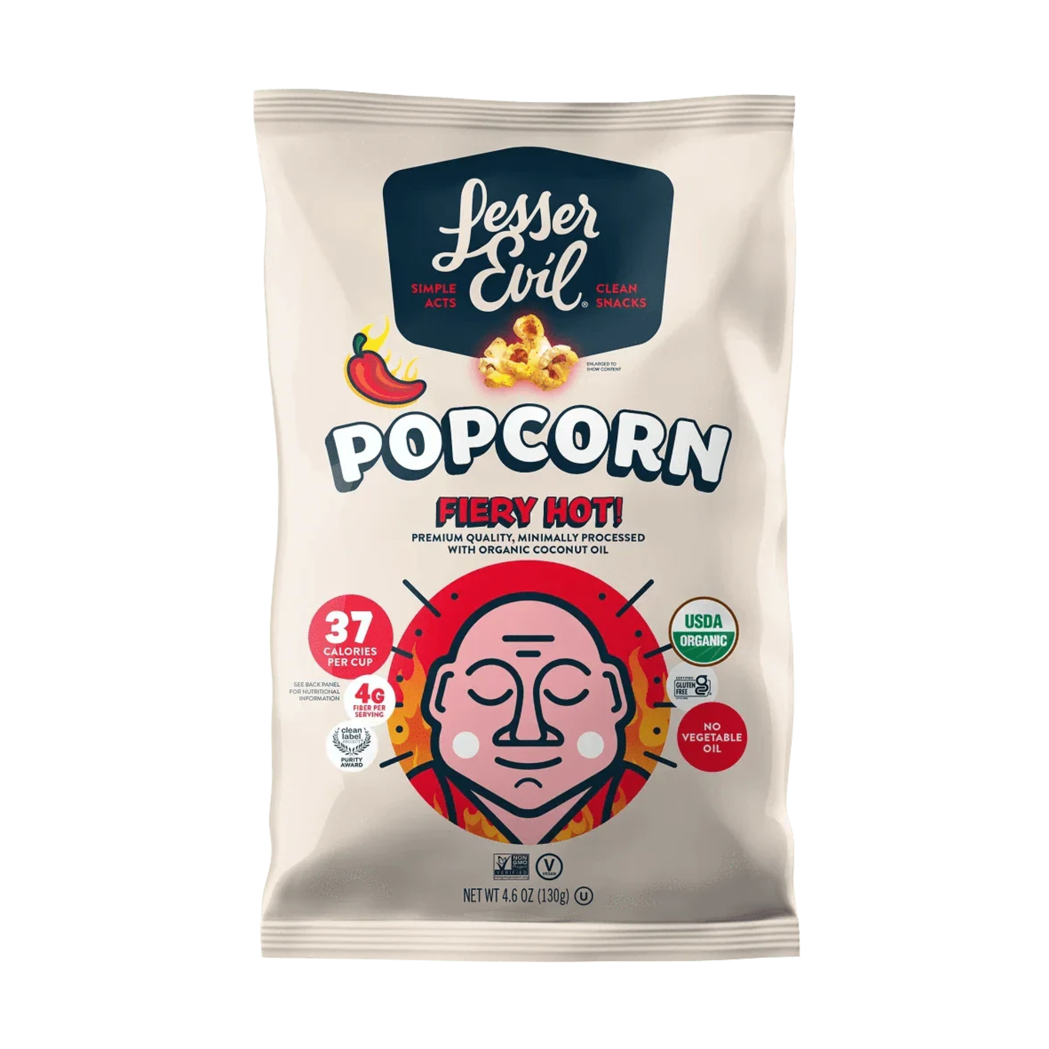 LESSER EVIL Fiery Hot Organic Popcorn, 4.6 oz
