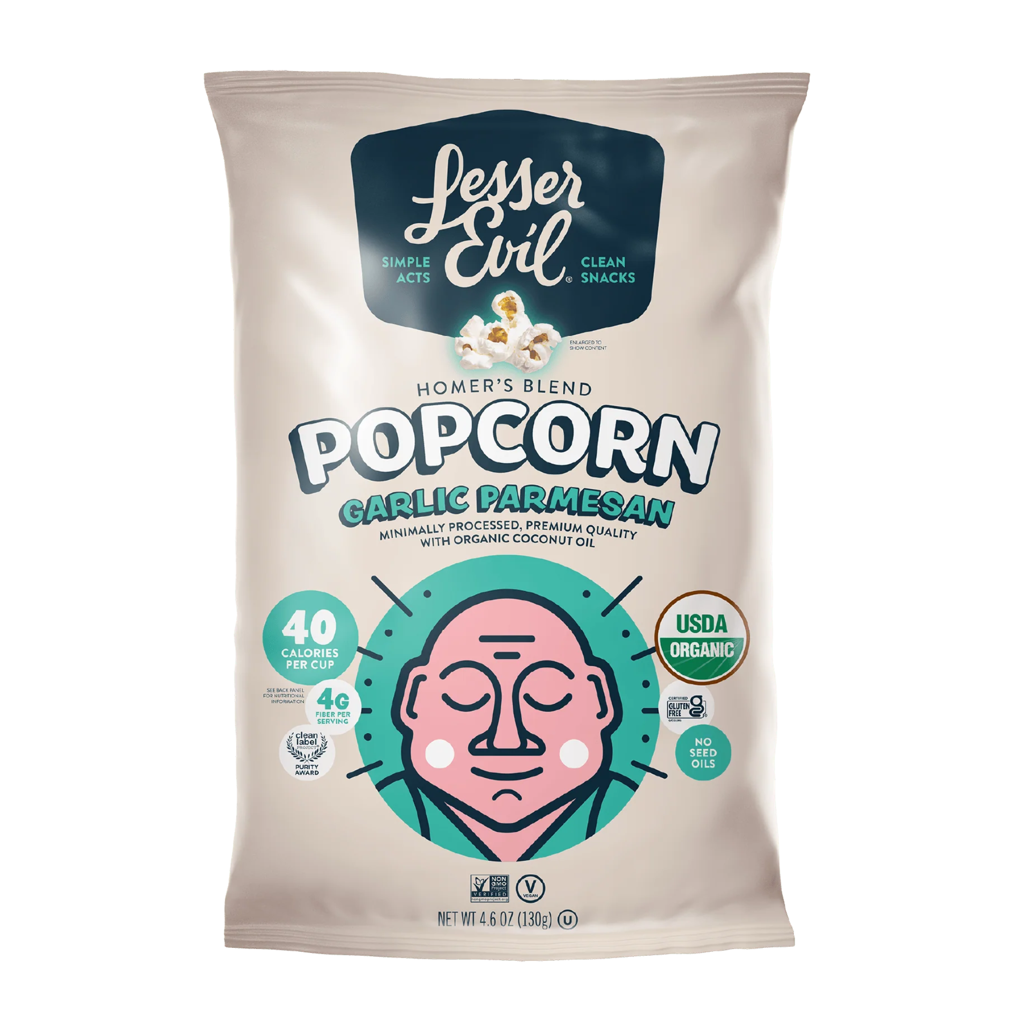 LESSER EVIL Garlic Parmesan Organic Popcorn, 4.6 oz