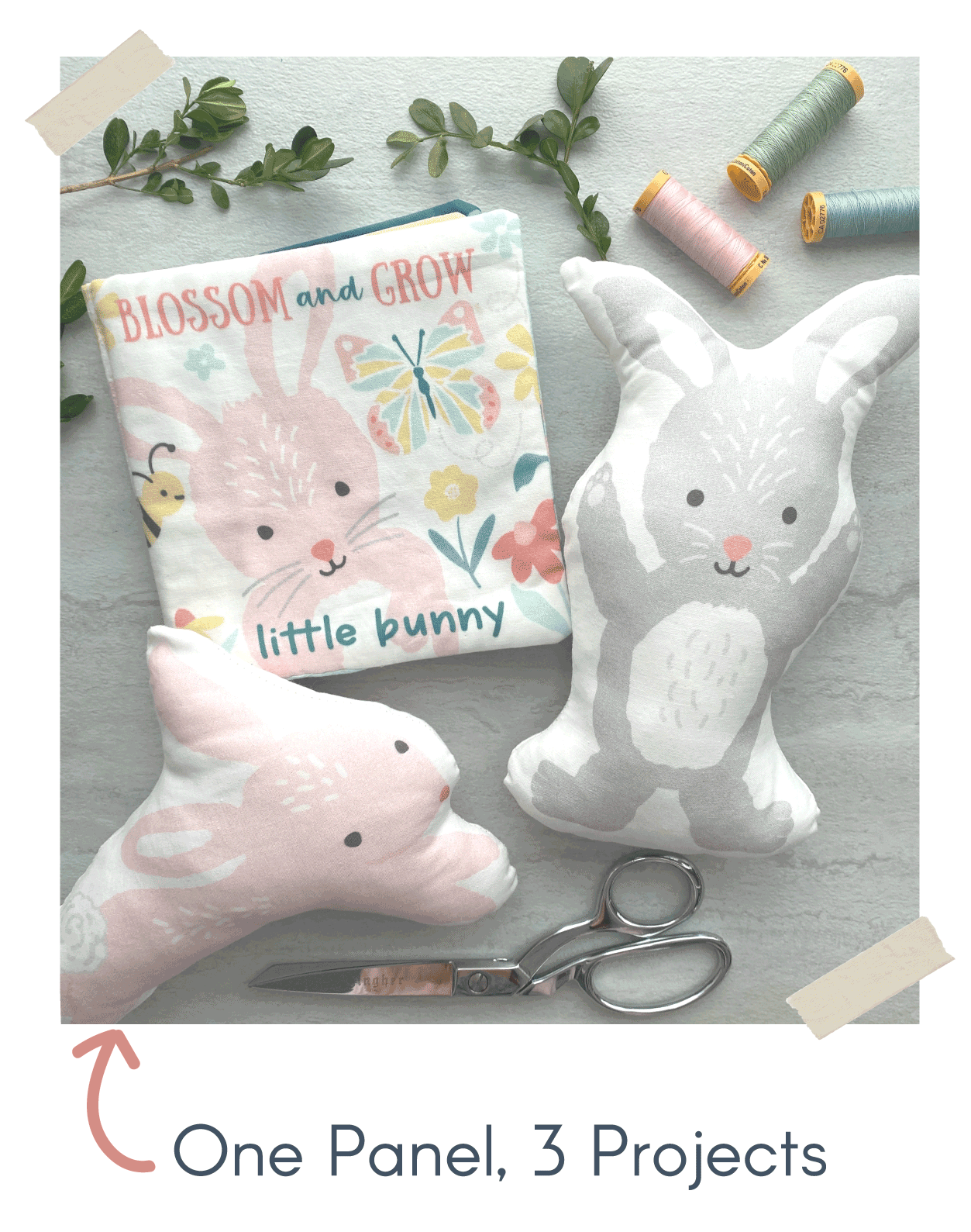 blossom and grow fabric bunny book panel maureen fiorellini