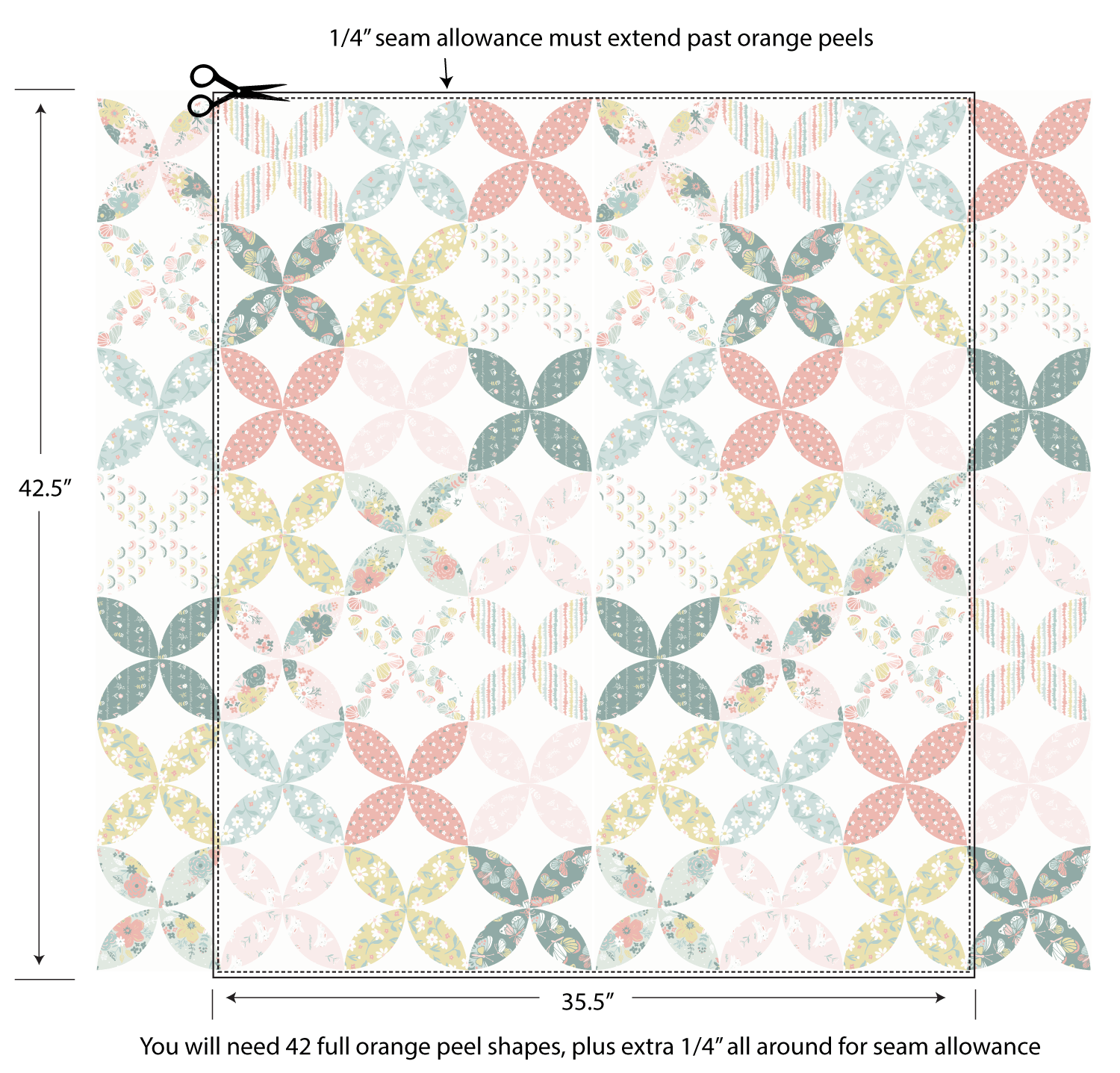 Orange Peel panel Blossom and Grow Quilt pattern by Maureen Fiorellini