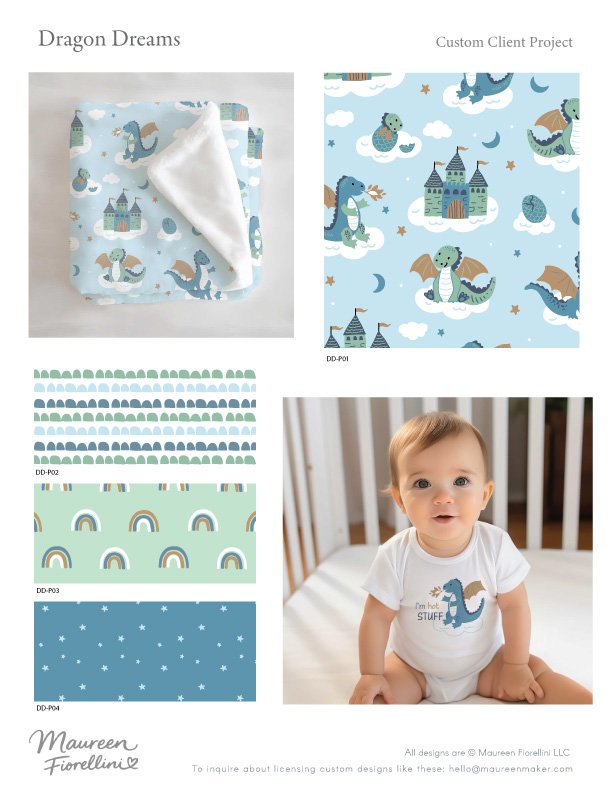 custom surface pattern dragons by maureen fiorellini