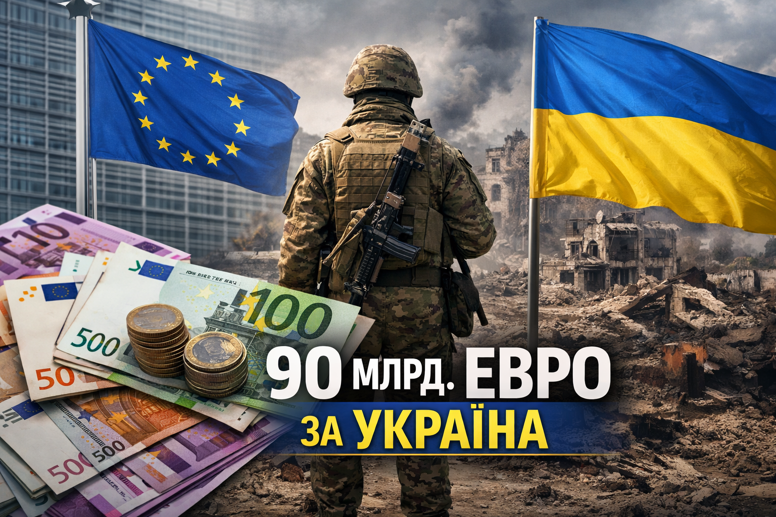 ЕС одобрява спасителен пакет от 90 млрд. евро за Украйна
