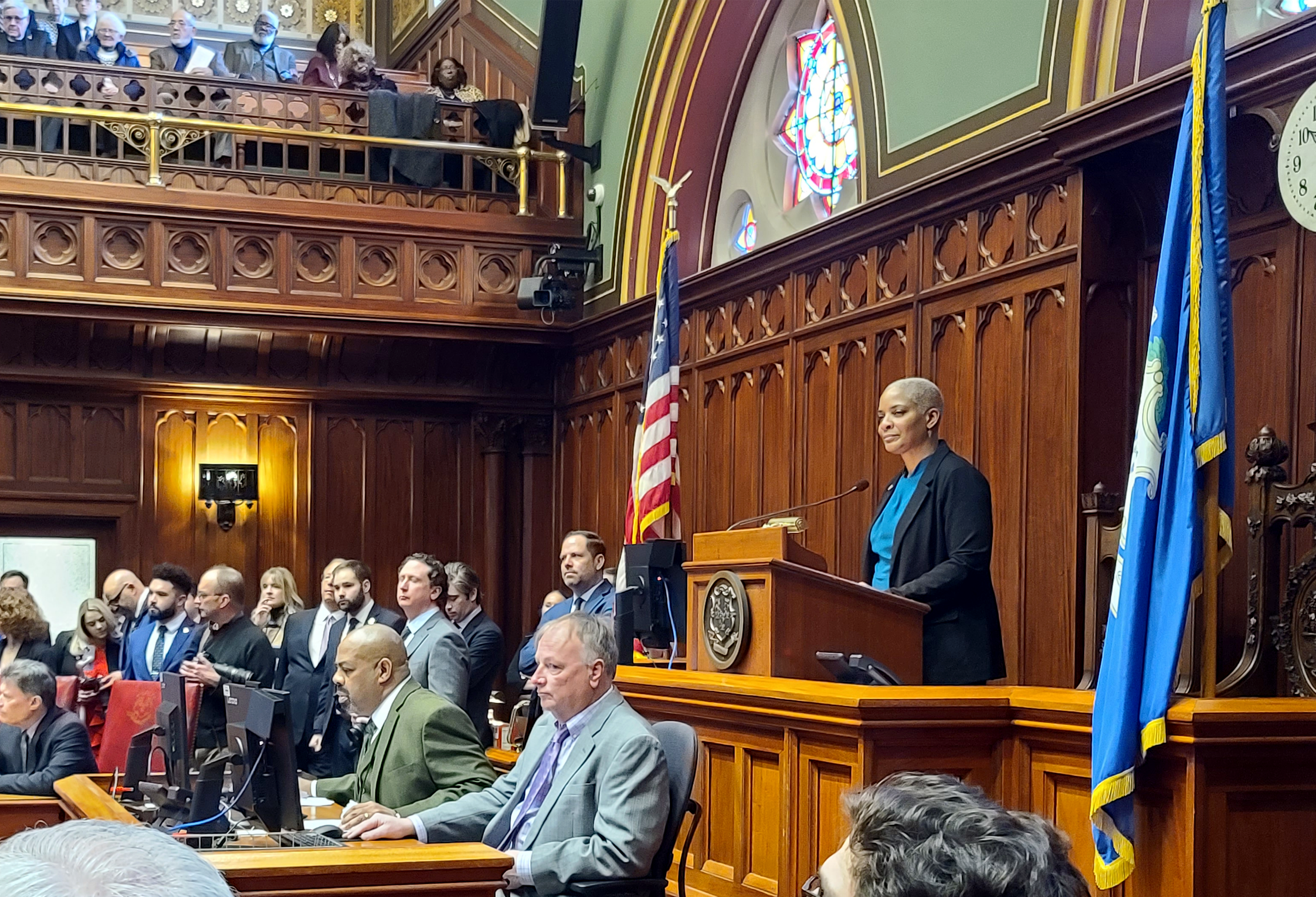 Secretary Thomas on the Connecticut Senate Floor