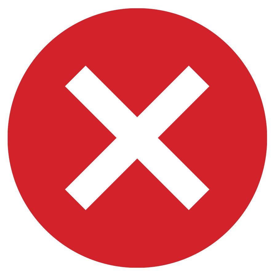 Red circle with a white 'X' mark in the center