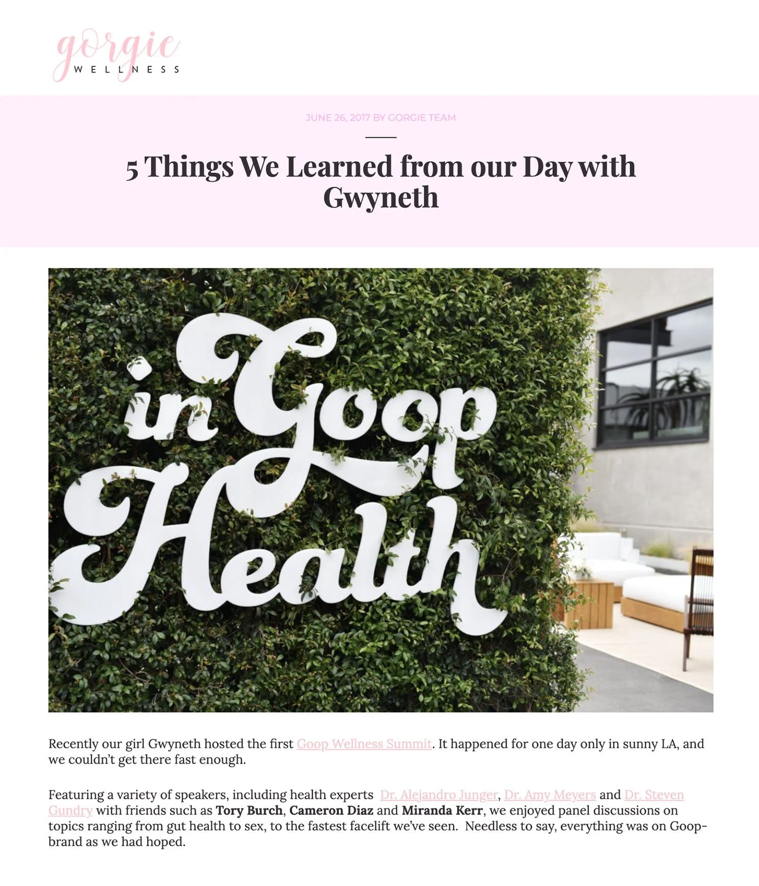 Aurea Dempsey - Gorgie Wellness Article
