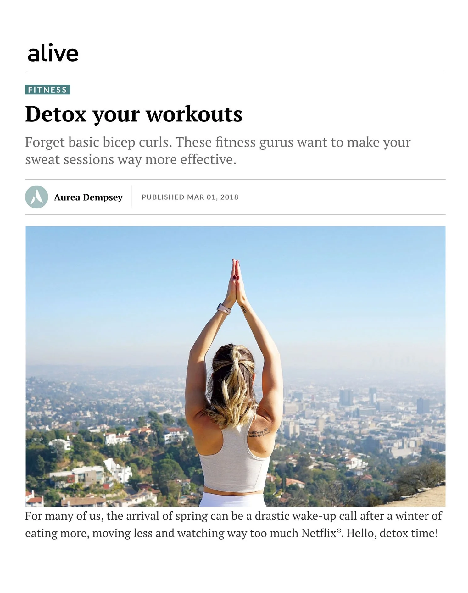 Aurea Dempsey - Alive Magazine Article