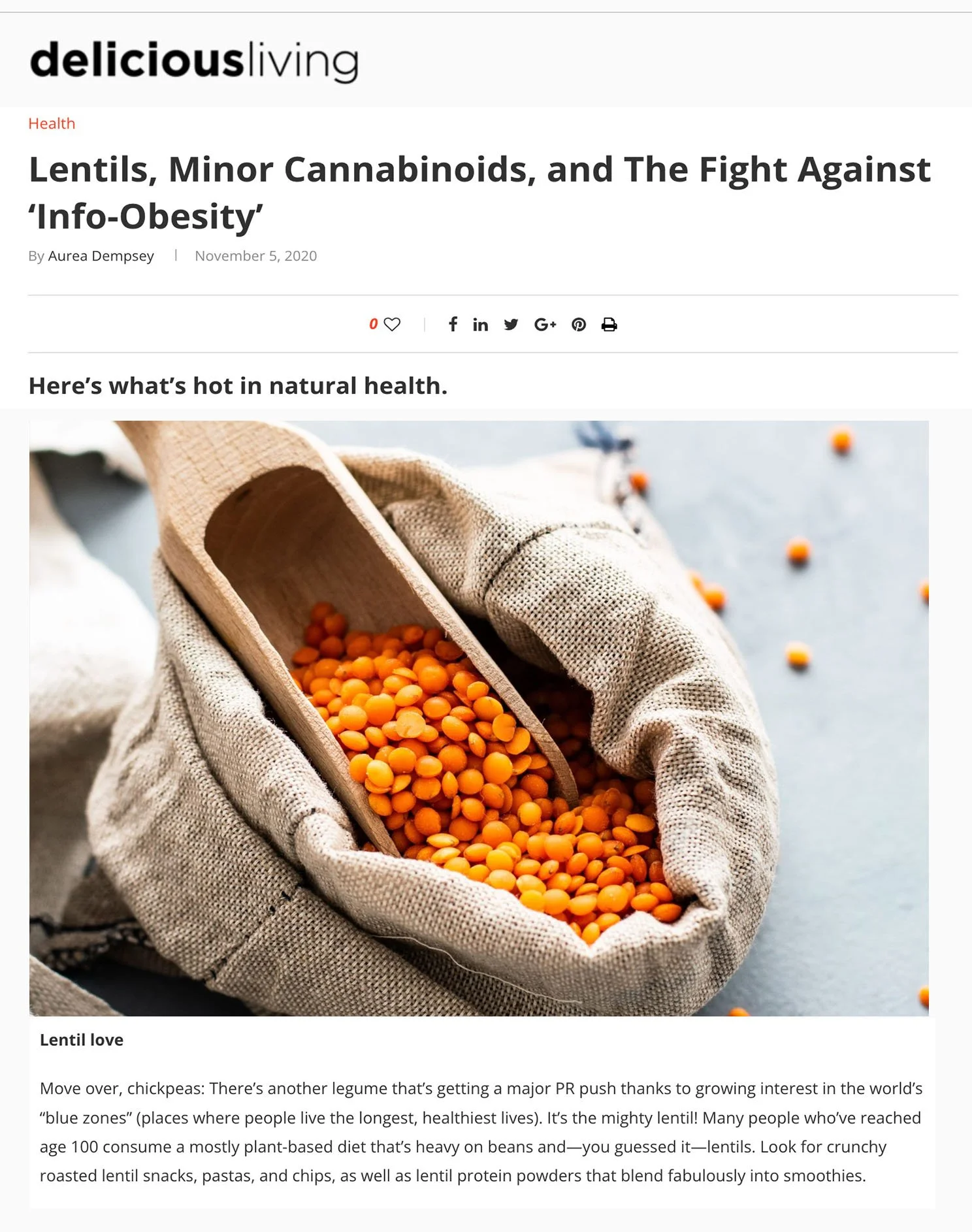 Aurea Dempsey - Delicious Living Article