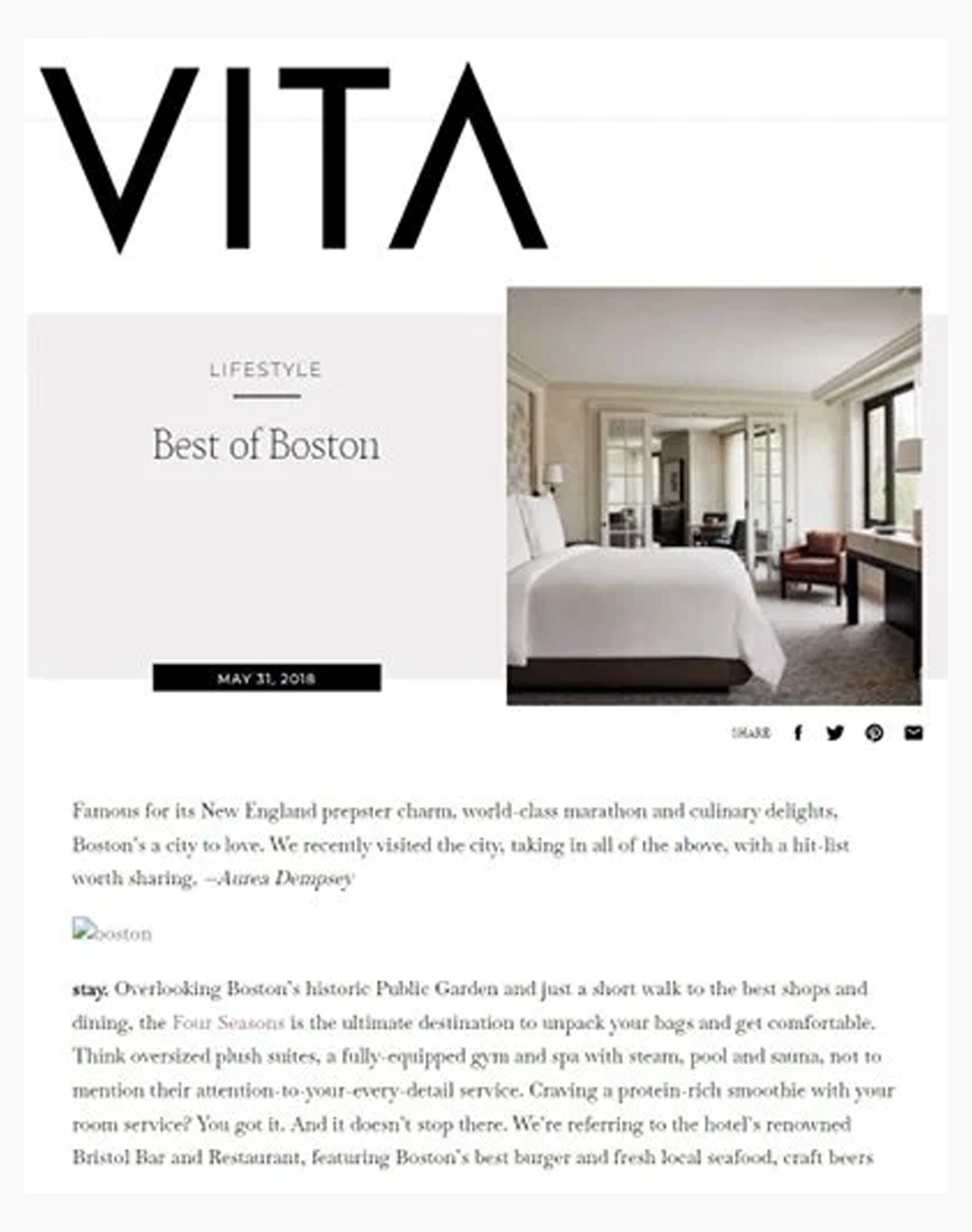 Aurea Dempsey - Vita Magazine Article