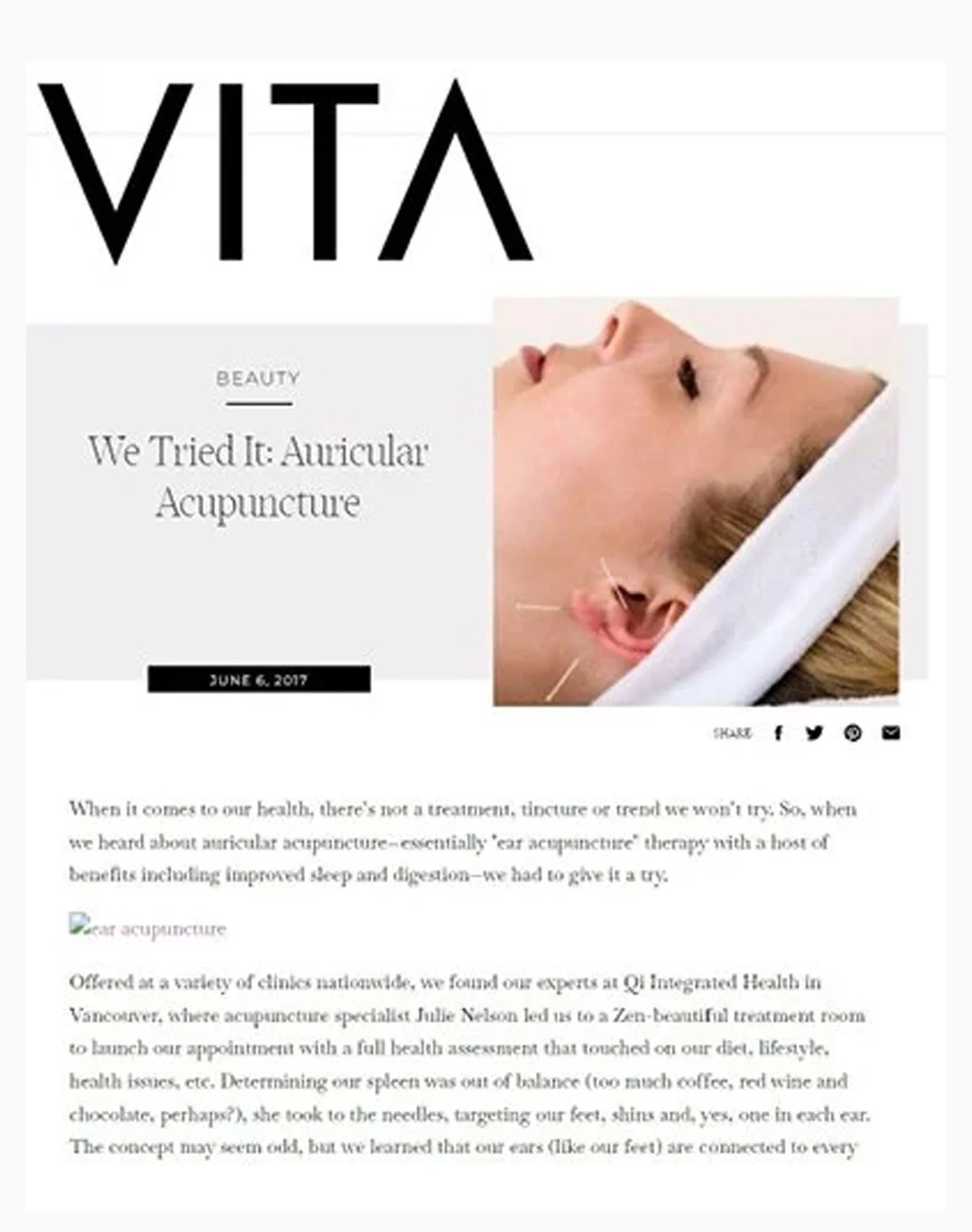 Aurea Dempsey - Vita Magazine Article