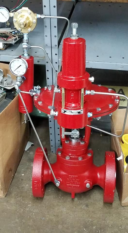 Kimray flanged control valve setup, Kimray Pilot, Meco regulator, Kimray drip bottle, Kimray 2" control valve