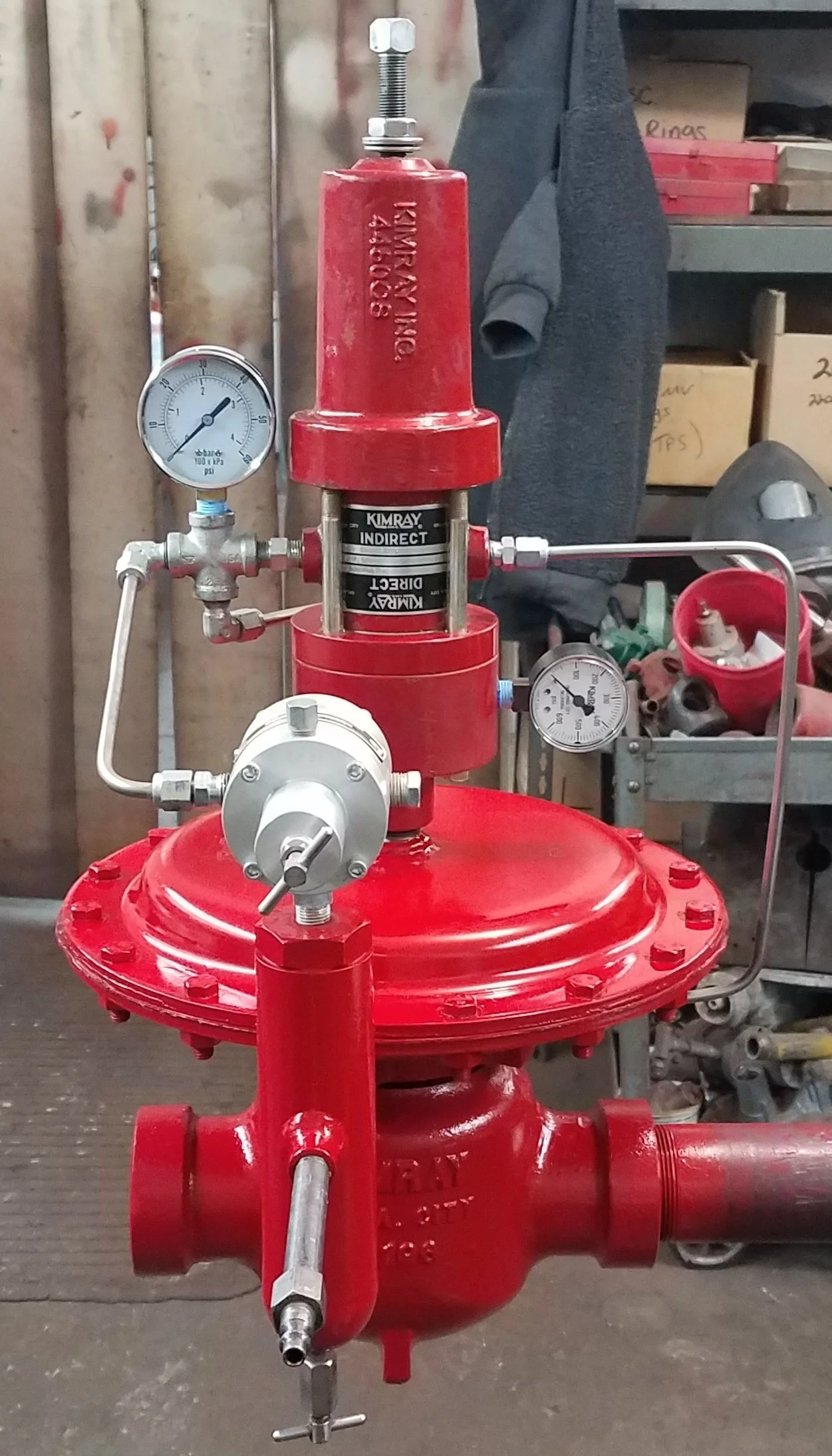 Kimray valve setup, kimray drip bottle, kimray line protector, kimray  pilot