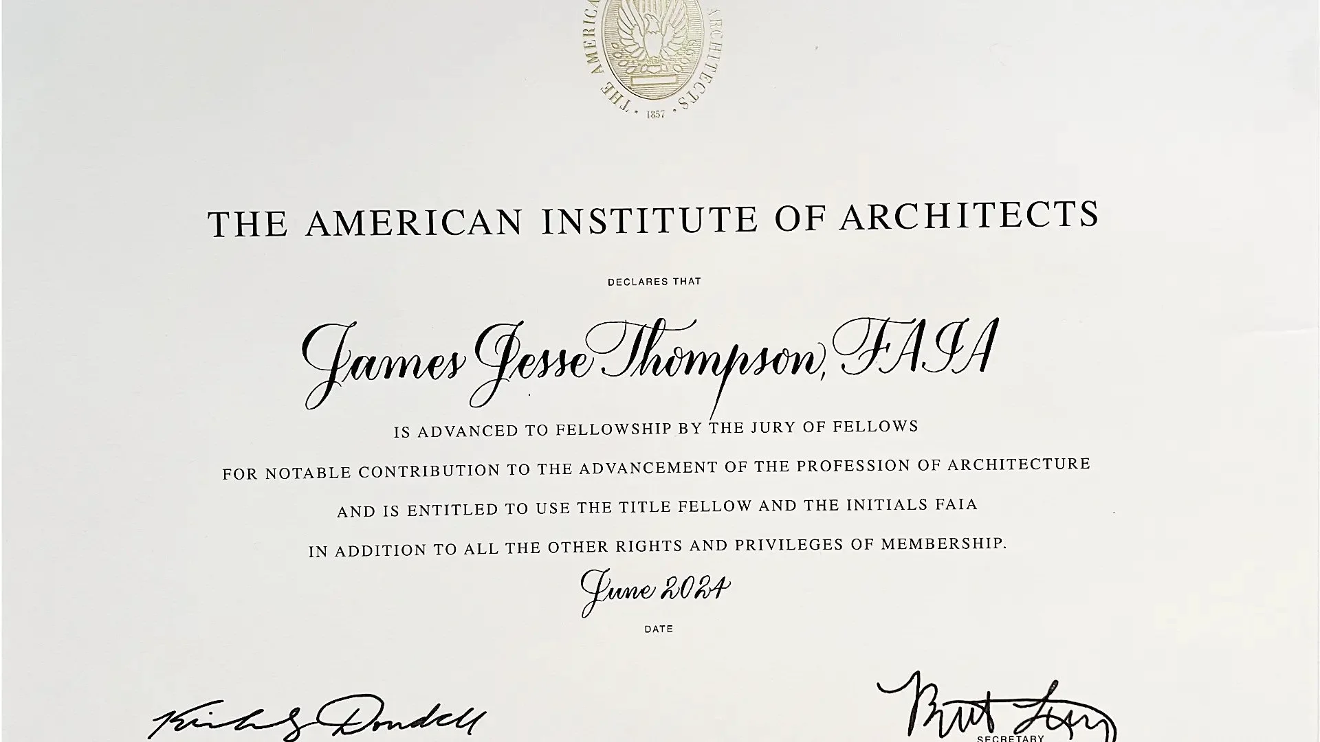 Jesse Thompson Joins the AIA College of Fellows
