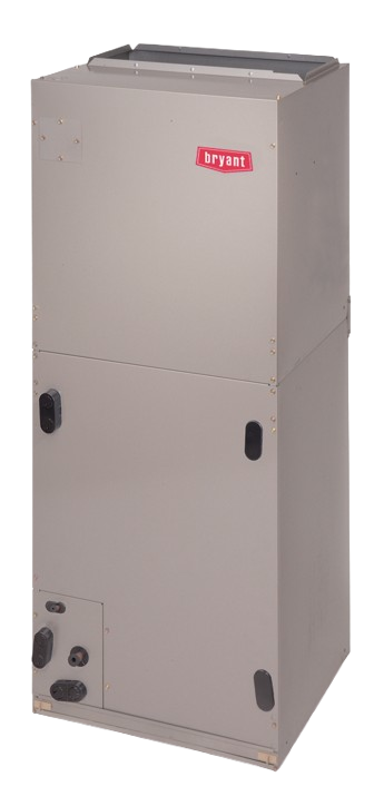 A large gray Bryant furnace or HVAC unit with a red Bryant logo on the front.