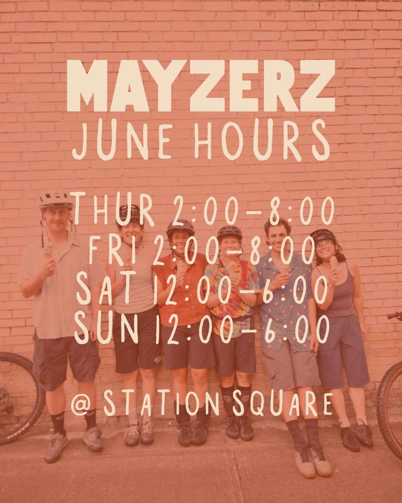 📢 Our JUNE HOURS have been UPDATED!! 📢 

You can still find us 4 days a week for all of June. Please note we have shifted our Saturday hours slightly.

Thursday 2-8
Friday 2-8
Saturday 12-6
Sunday 12-6 

See you soon, swirl fans 🫐🍓🍌 🤙🍦 

#mayz