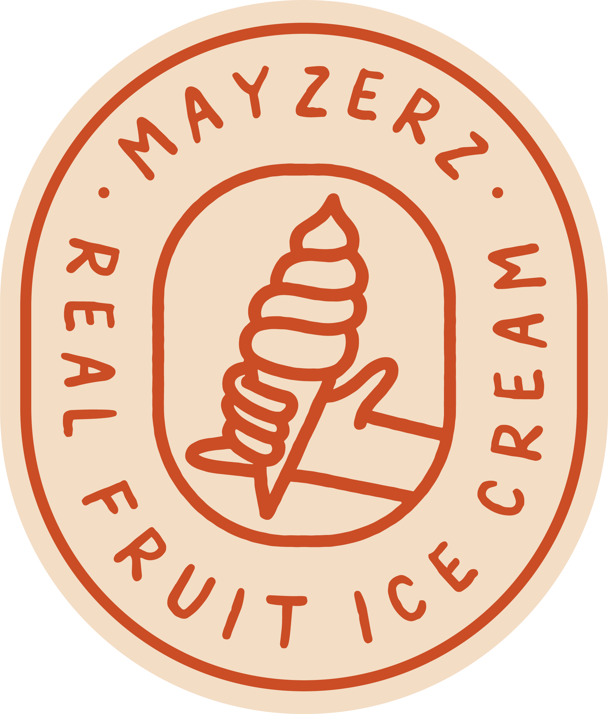 Circular logo with the text 'MAYZER'S' at the top and 'RESTAURANT' at the bottom, featuring a stylized soft serve ice cream cone in the center.