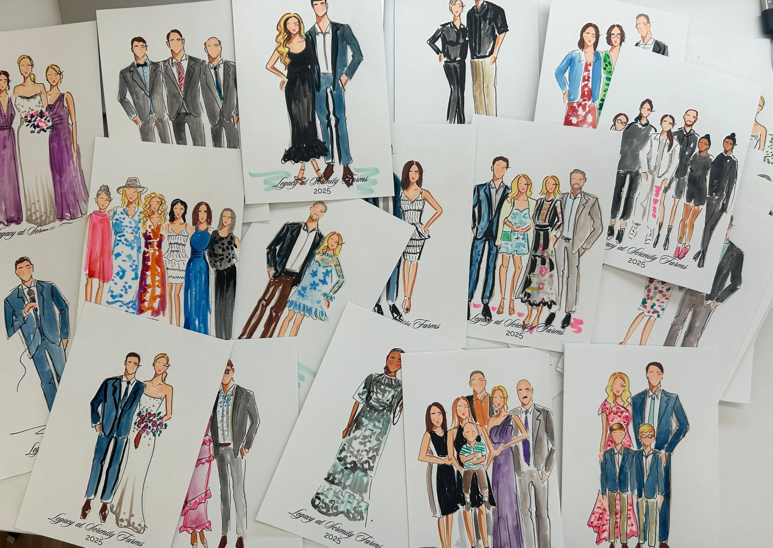 Watercolor portraits as wedding favors