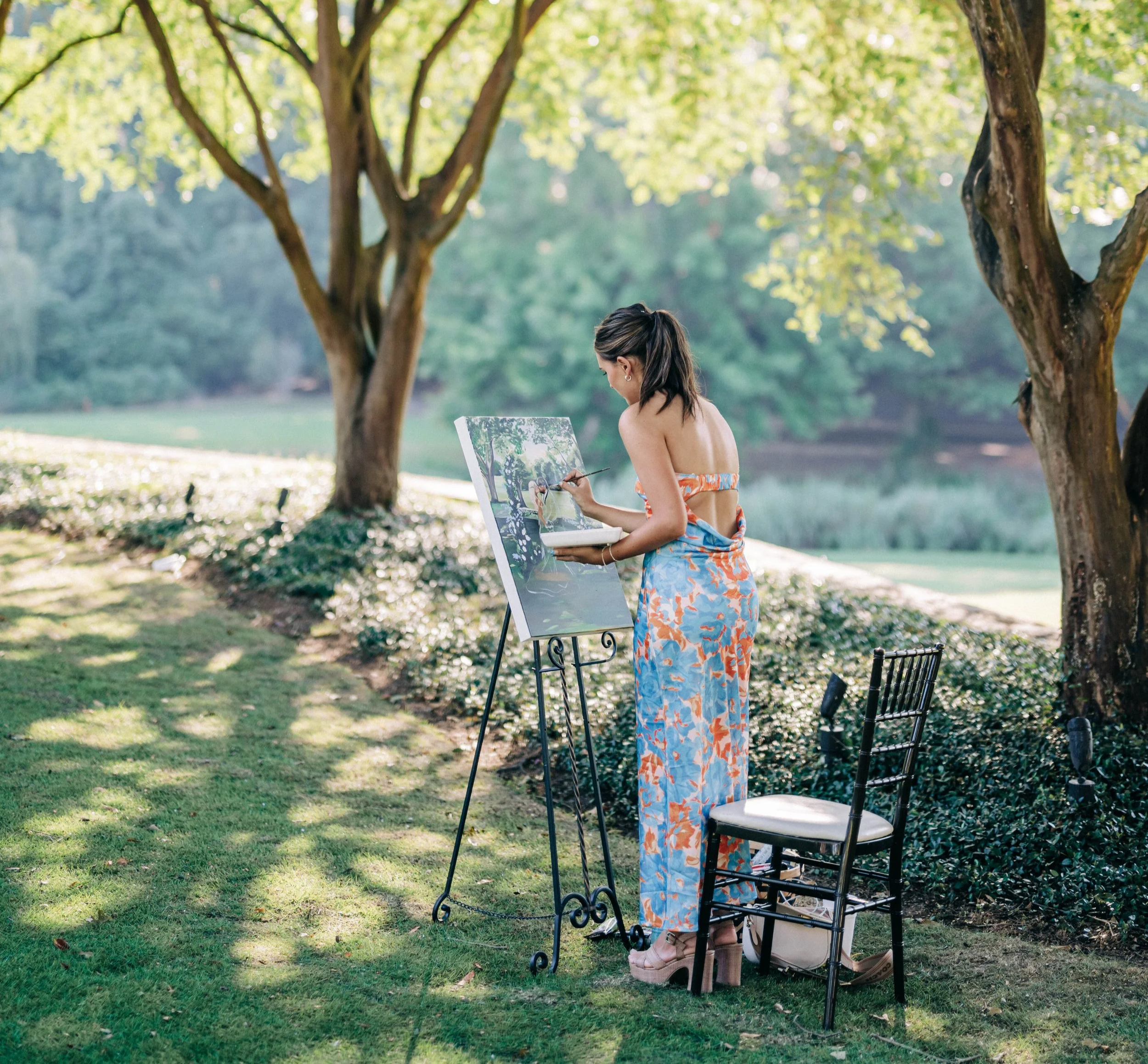 Live Wedding Painter of Huntsville, Alabama painting live at ceremony