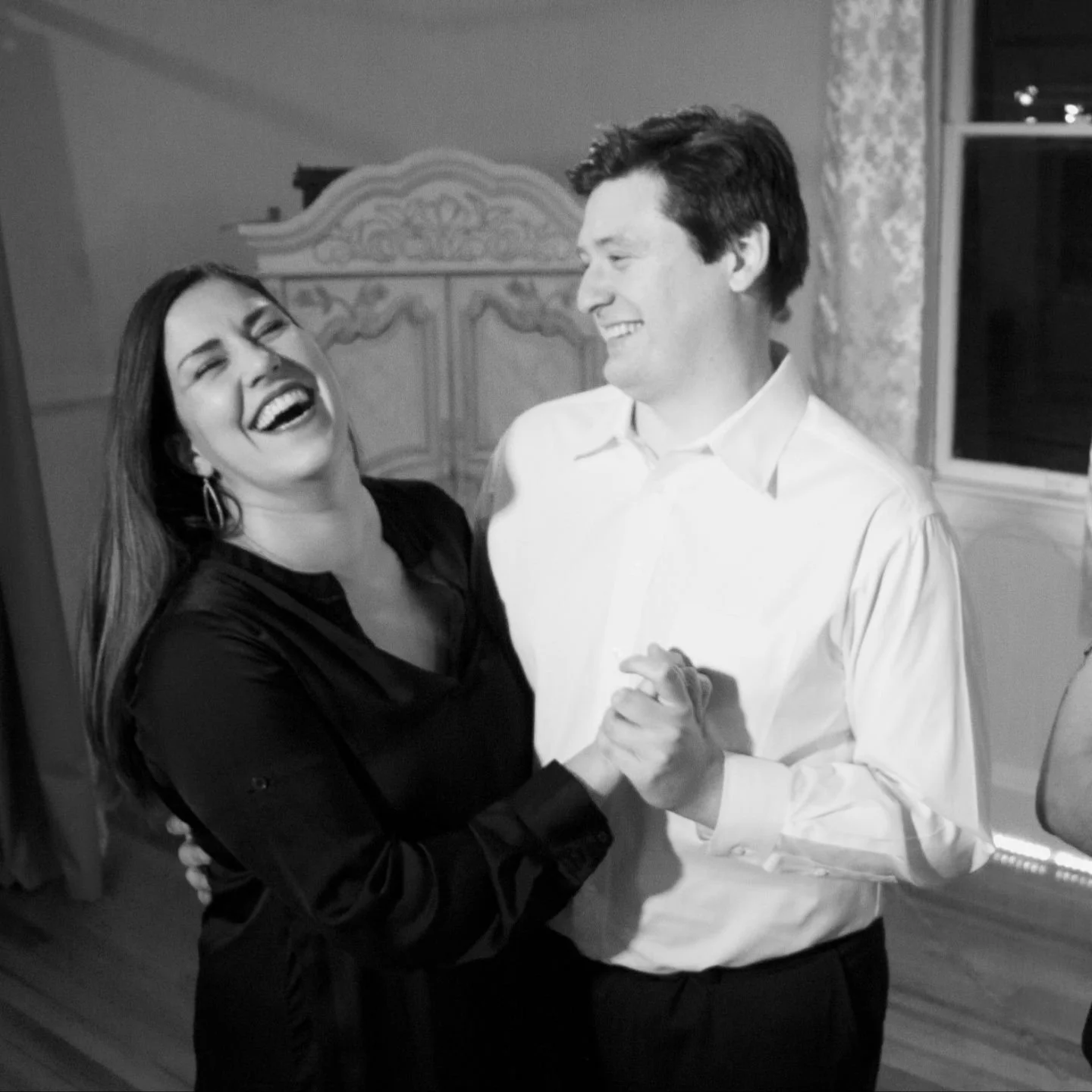 A couple shares a laugh during a dance lesson at Melonlight in Eureka Springs Arkansas, near Fayetteville, Bentonville, Rogers, and Springdale.