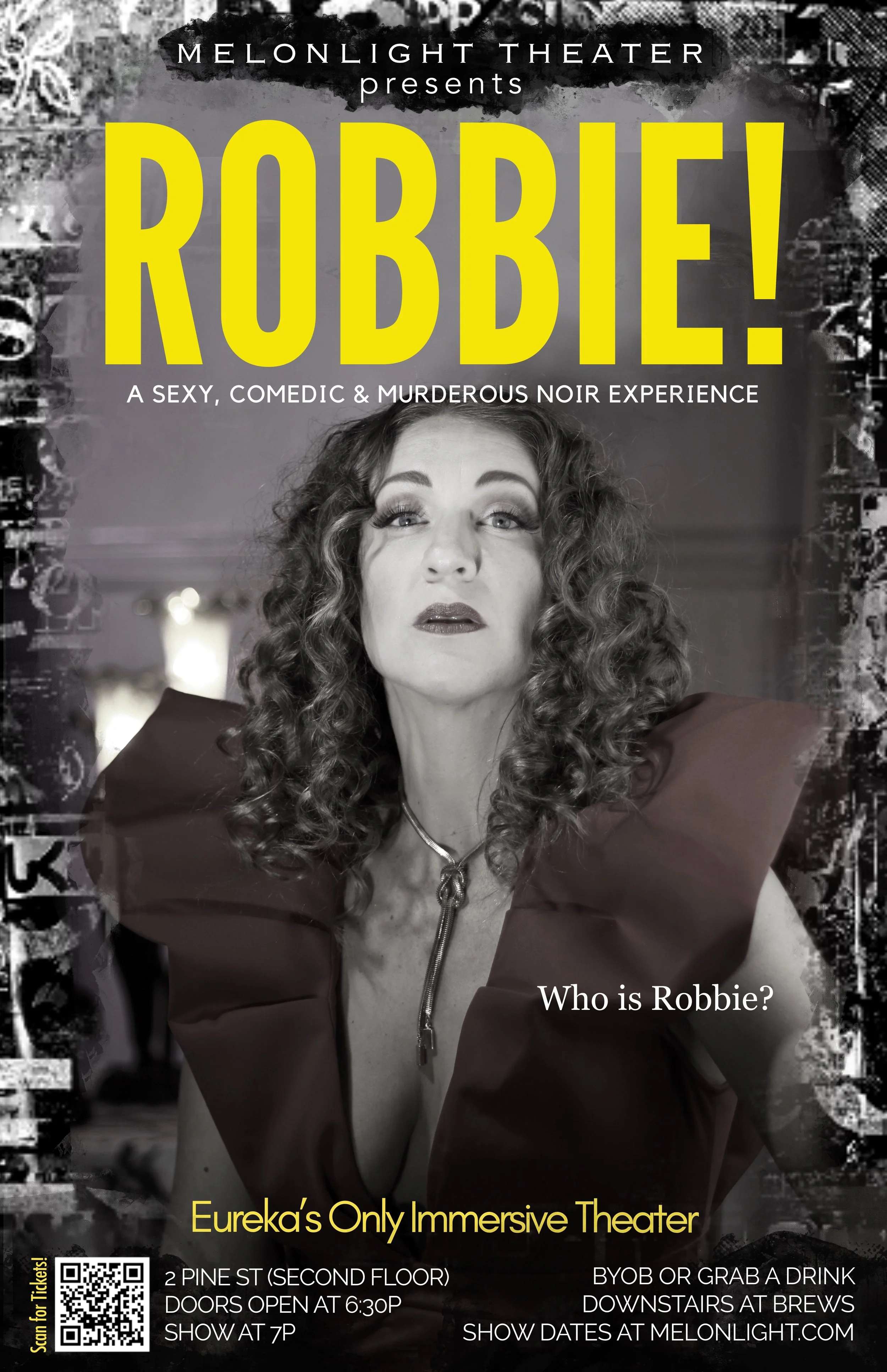 A show poster for ROBBIE! at the Melonlight Theater in Eureka Springs near Bentonville, Rogers, Fayetteville, and Springdale