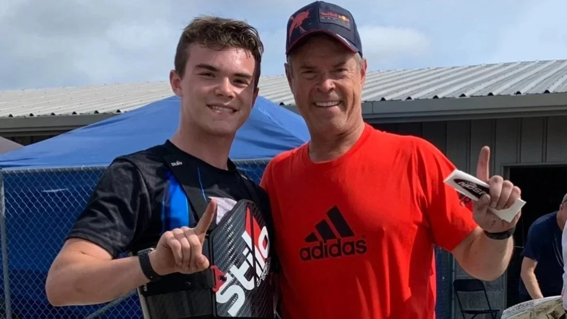 Landon and Phil Brown karting at New Castle Motorsports Parks