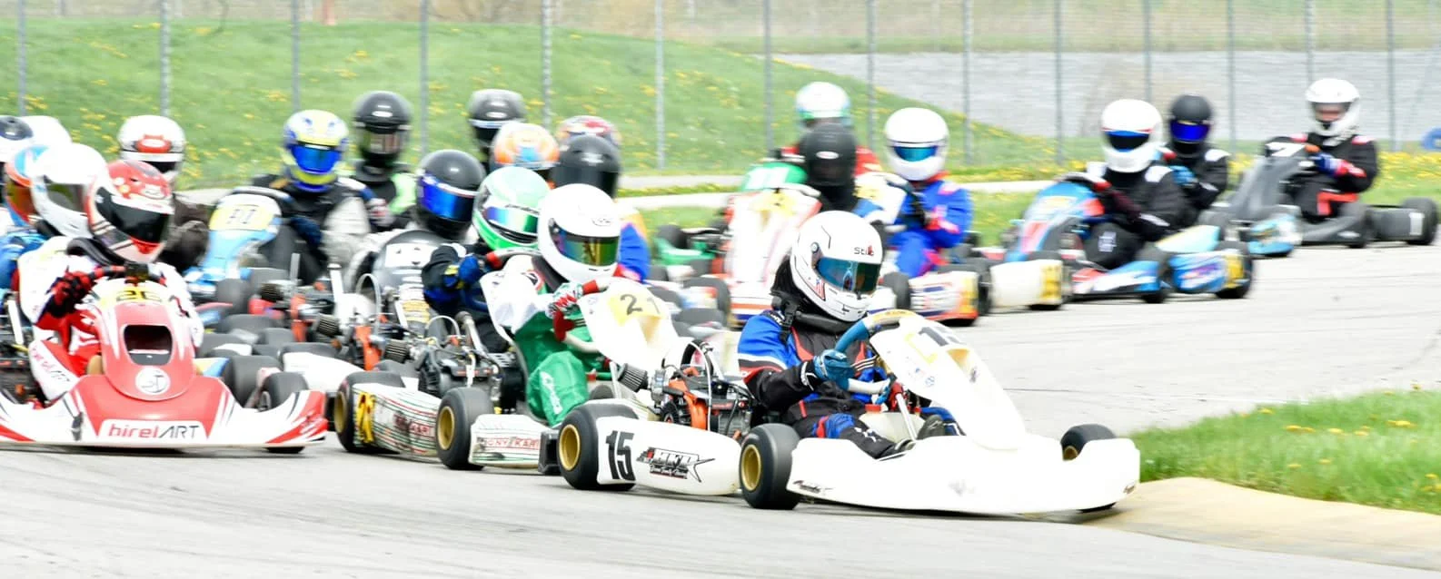 Landon Brown Racing Karting New Castle Motorsports Park pole position and leading the pack