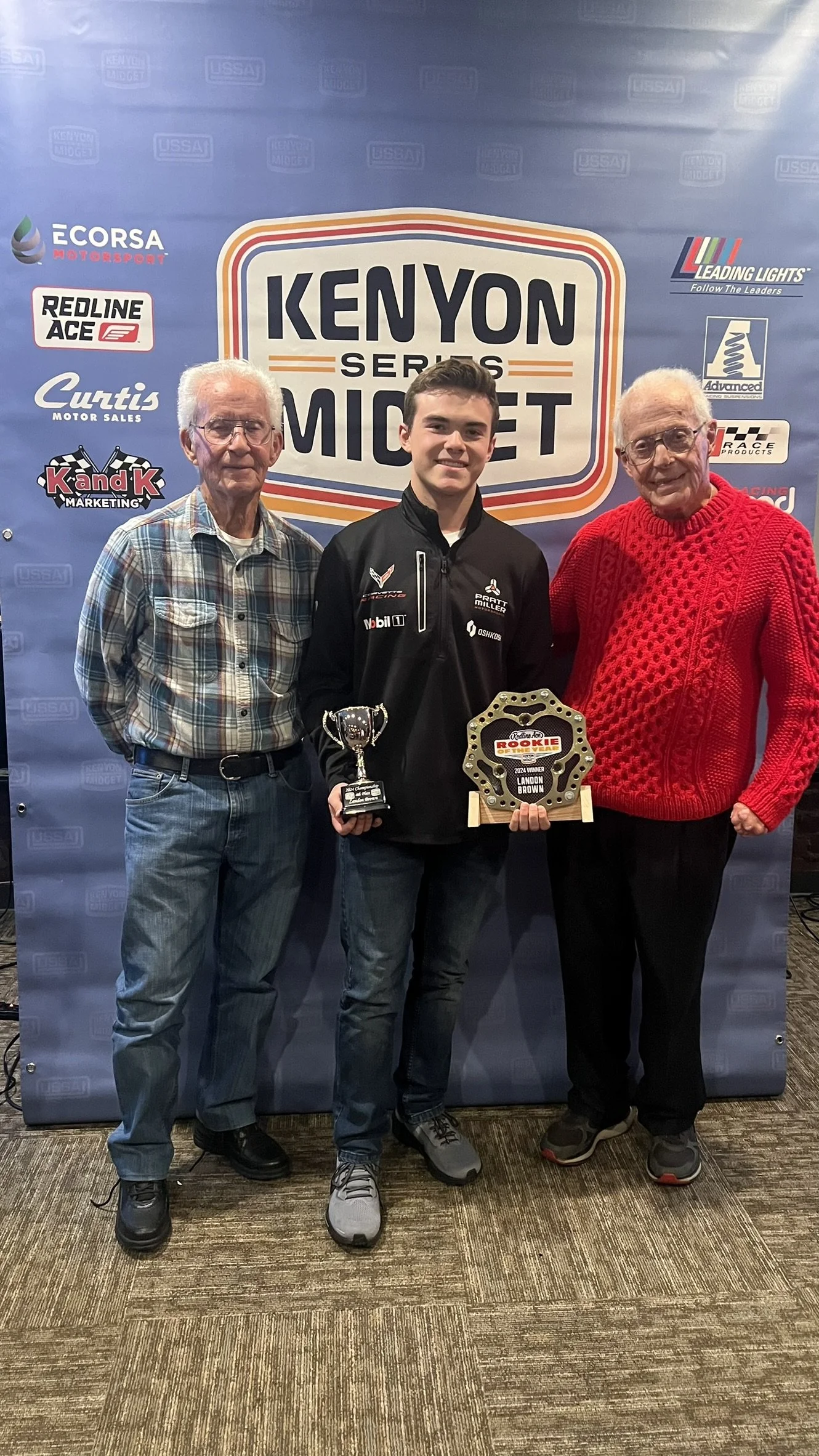 Landon Brown Racing with Don Kenyon and Mel Kenyon at the USSA Kenyon Midget Awards Ceremony