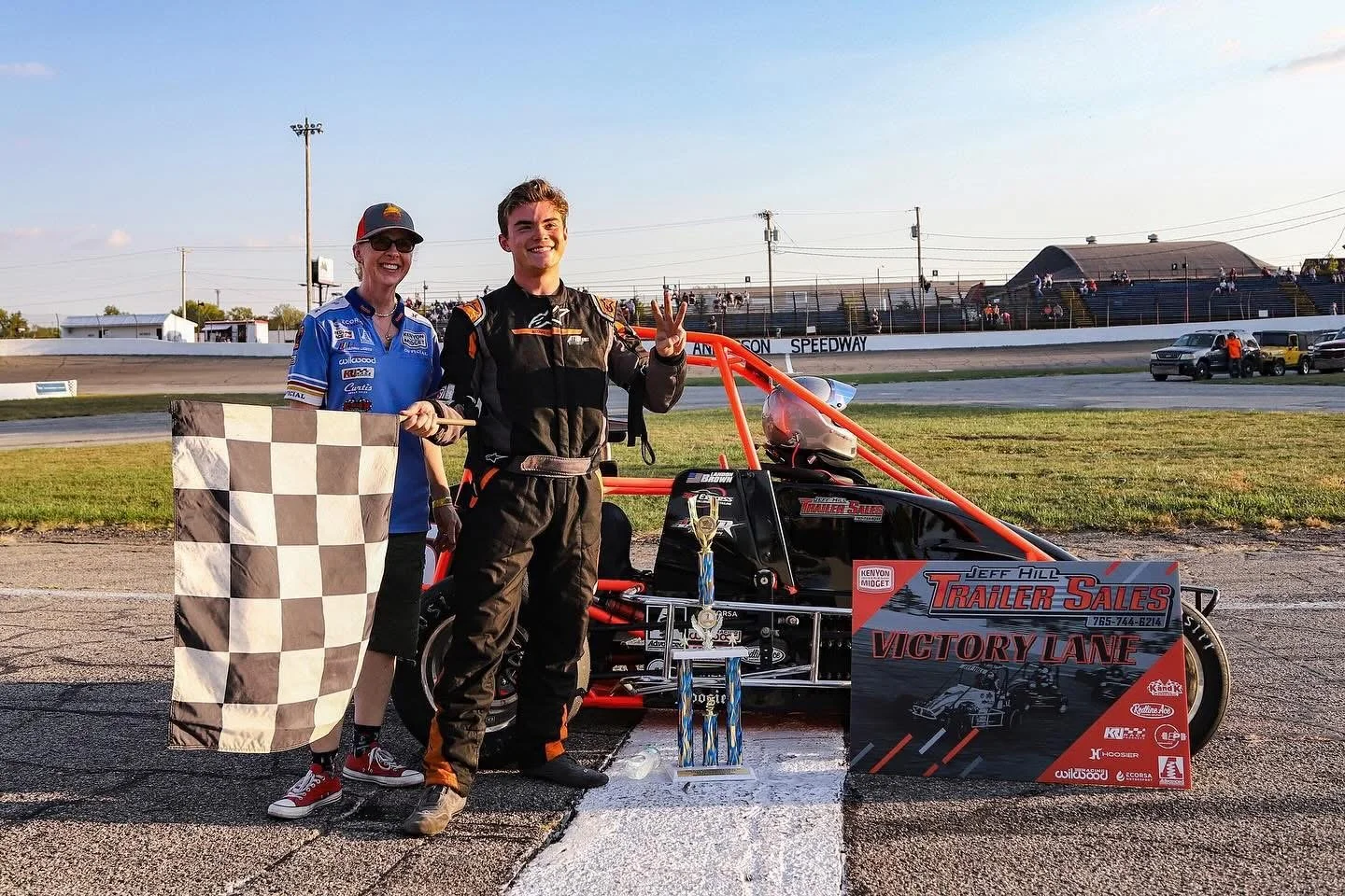 Landon Brown Racing Kenyon Midget Series Victory Lane Anderson Speedway
