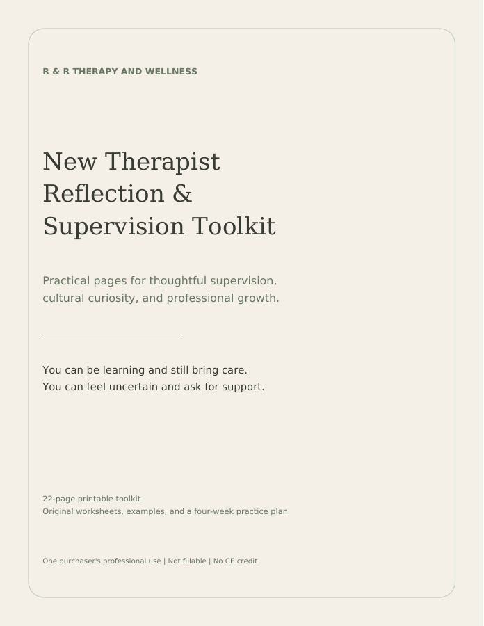 New Therapist Reflection & Supervision Toolkit