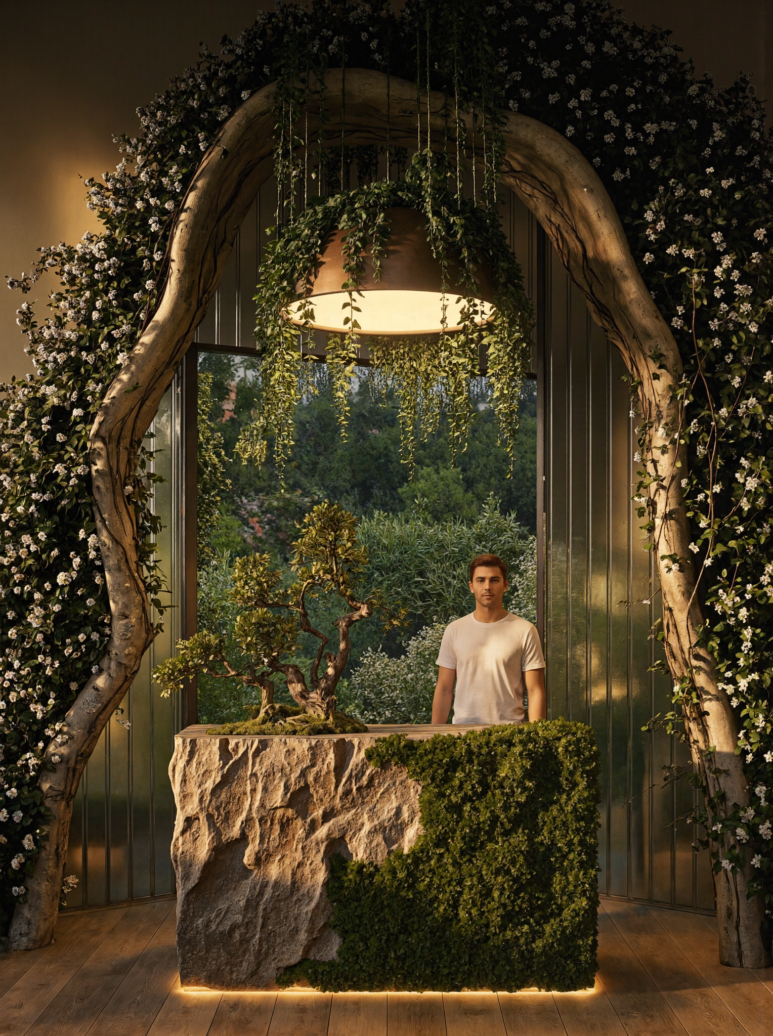 Biophilc Reception Bonsai Forrest and Moss